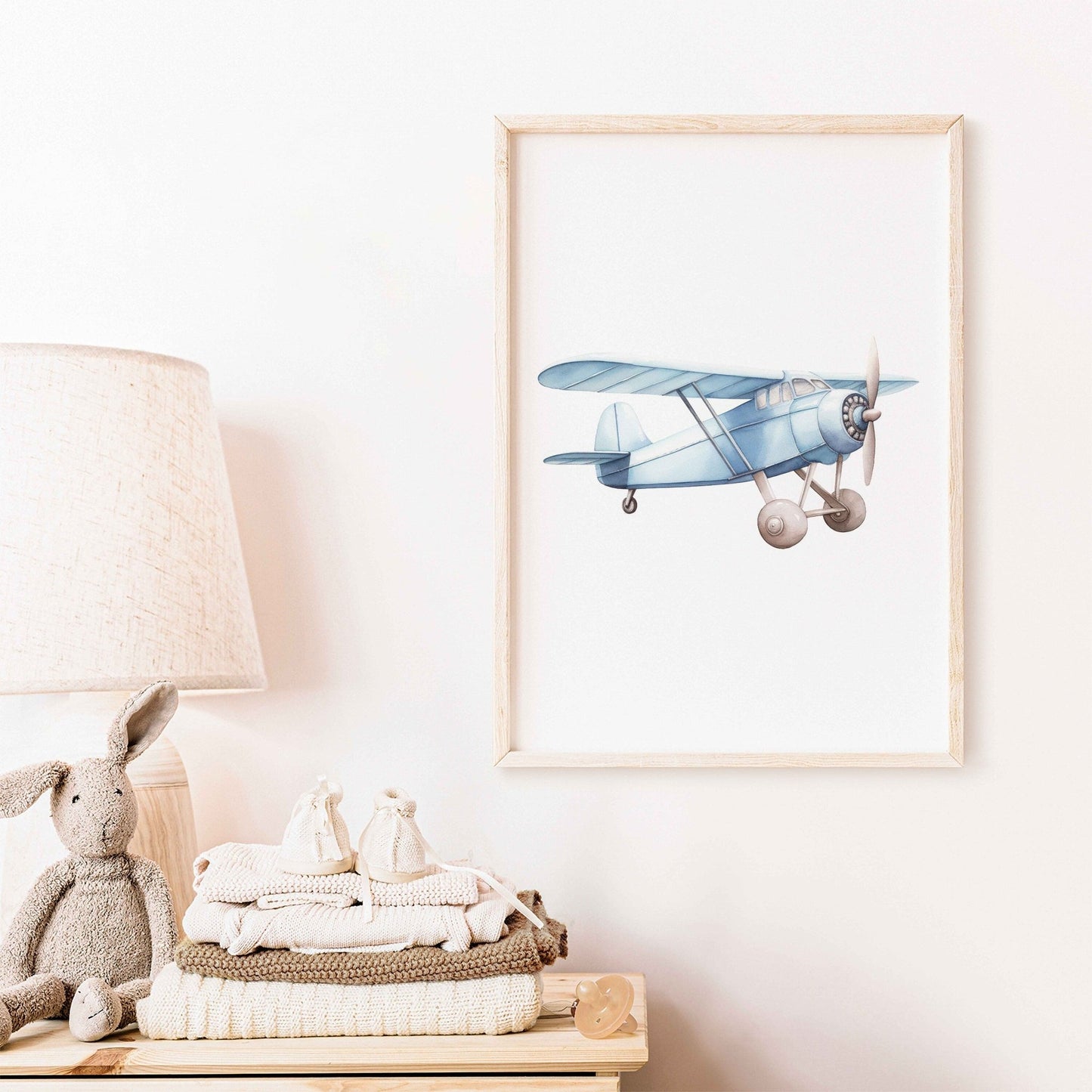 Blue Airplane Nursery Decor, Pastel Wall Art, Vintage Transportation Print - WildfieldPrints