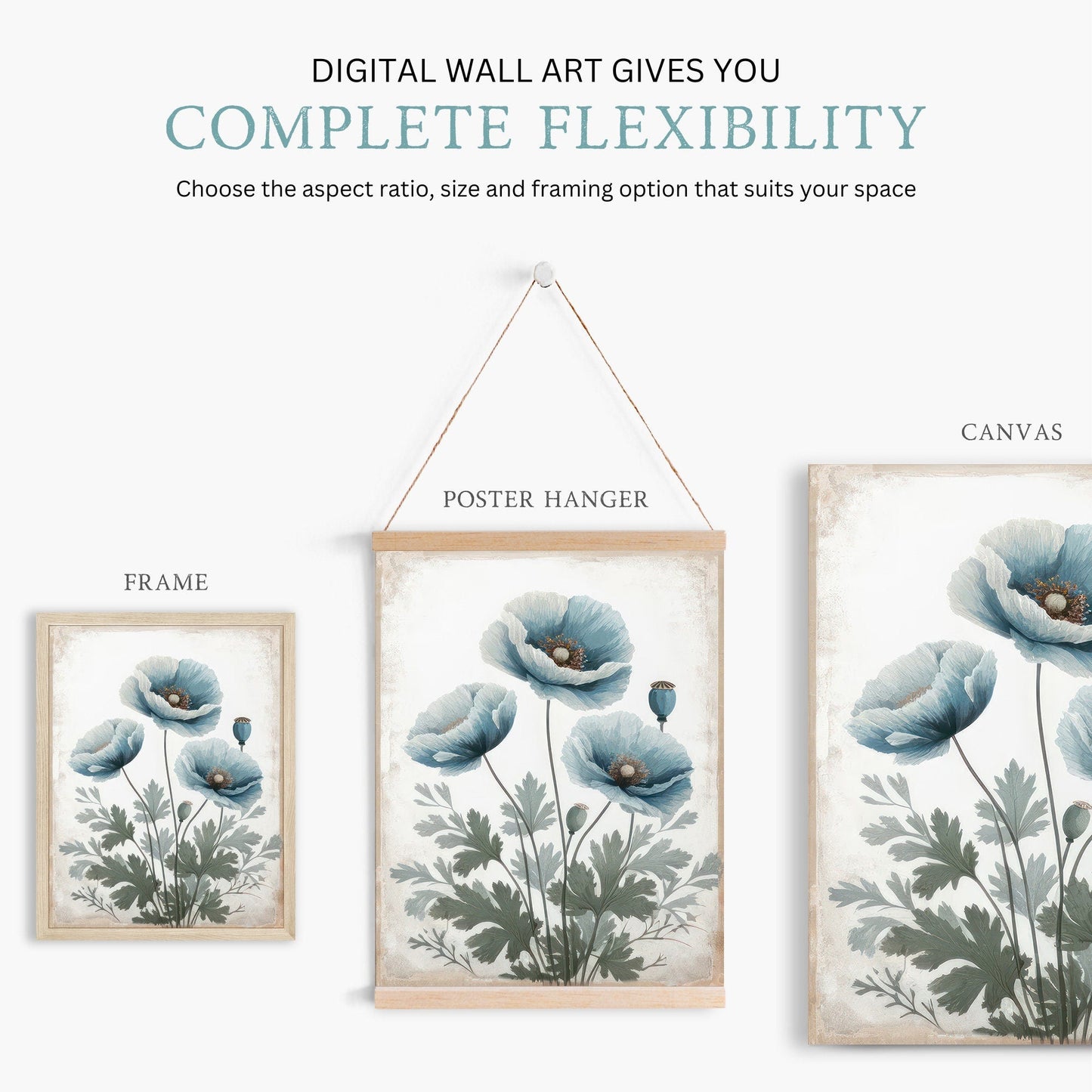 Blue Himalayan Poppy Prints, Wildflower Wall Art, Floral Decor - WildfieldPrints