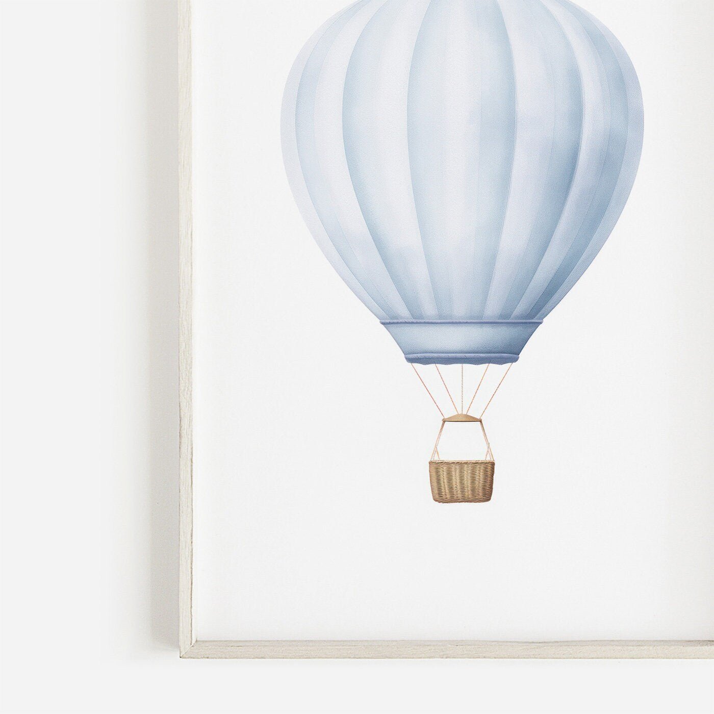 Blue Hot Air Balloon Nursery Decor, Pastel Wall Art for Boys - WildfieldPrints