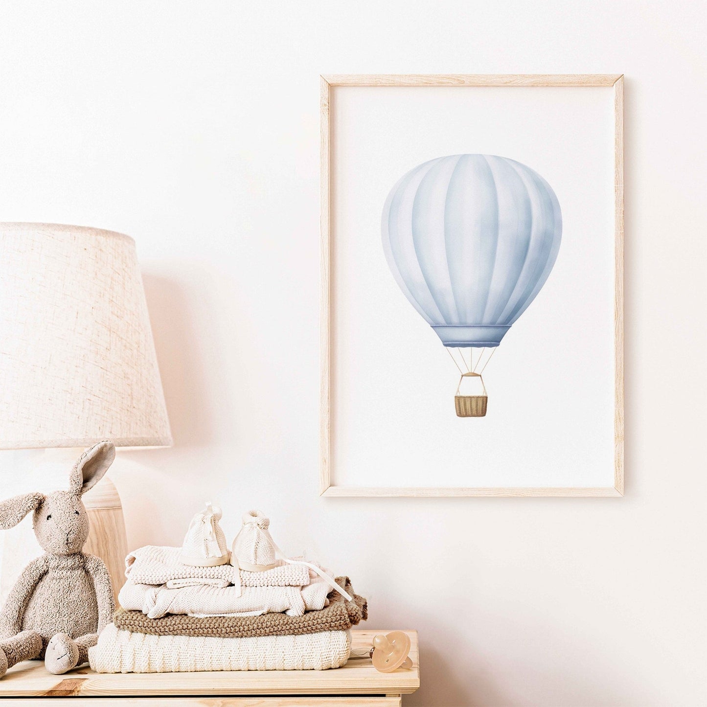 Blue Hot Air Balloon Nursery Decor, Pastel Wall Art for Boys - WildfieldPrints