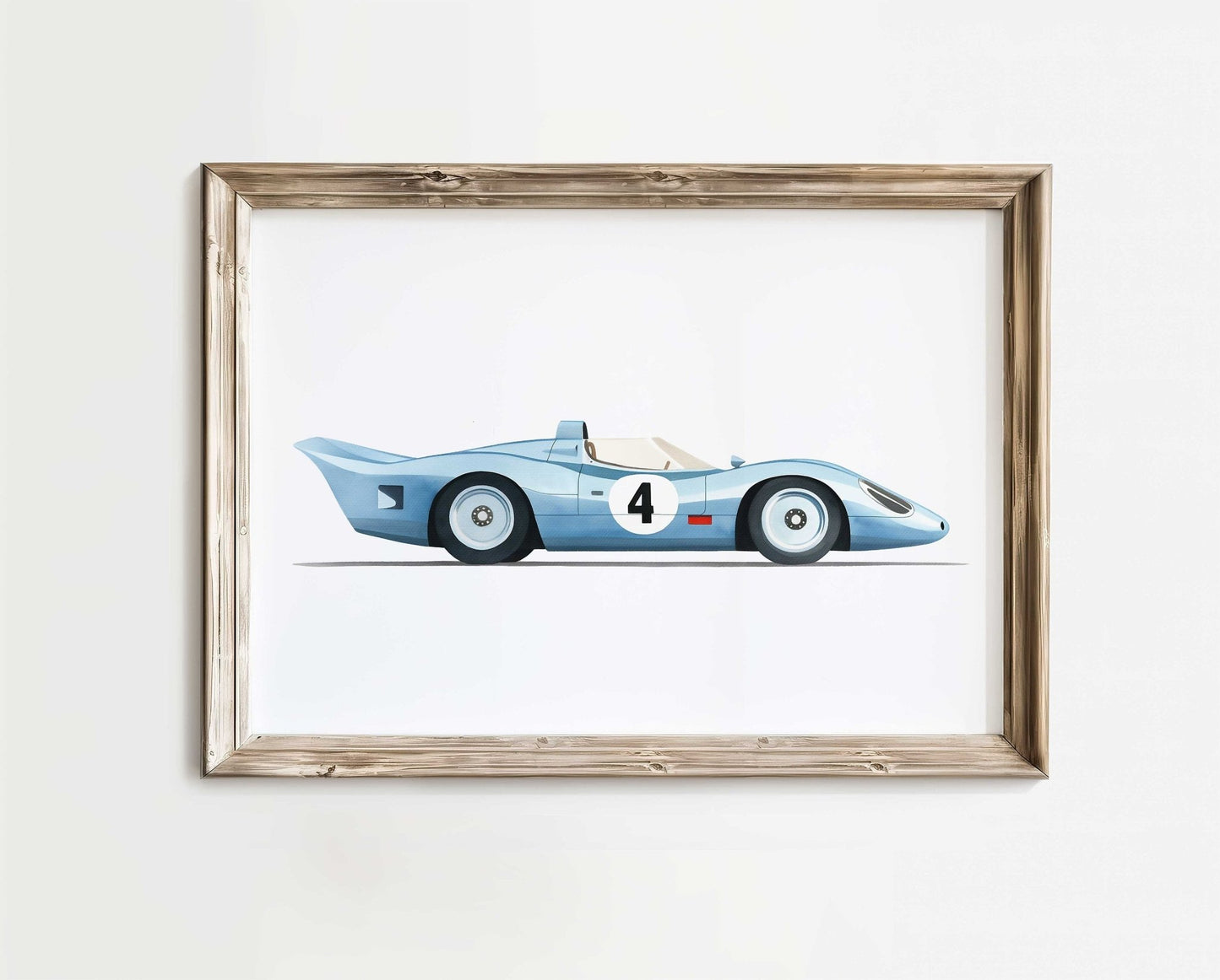 Blue Vintage Racing Car Print, Nursery Wall Decor, Cool Boys Room Art - WildfieldPrints