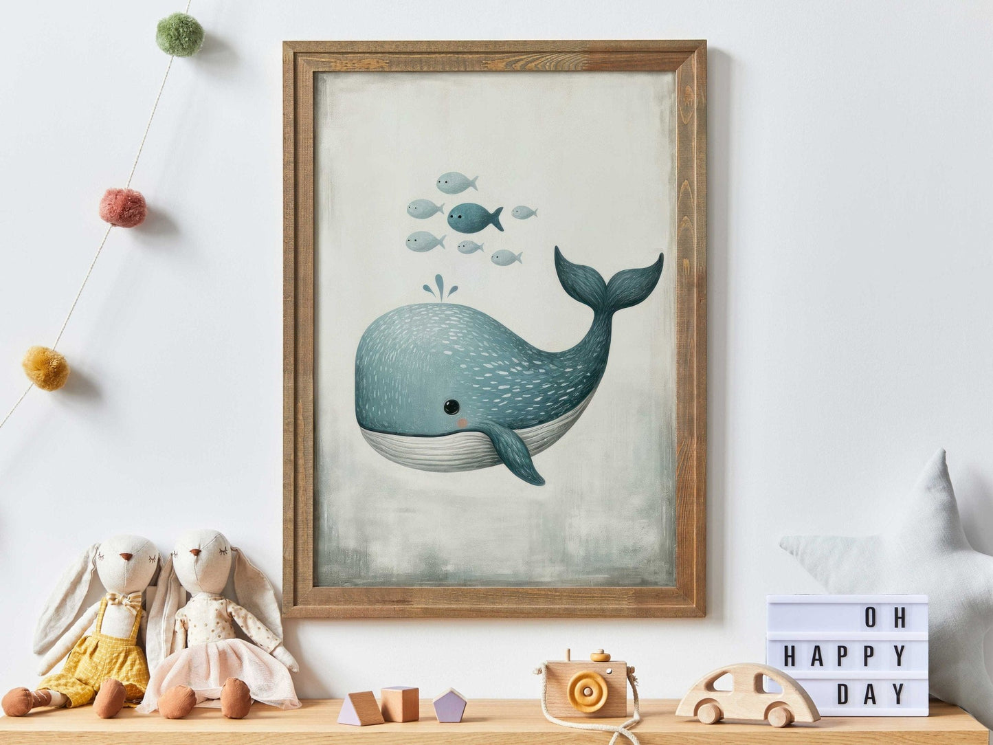 Blue Whale Nursery Print, Ocean Theme Art, Sea Animal Decor - WildfieldPrints