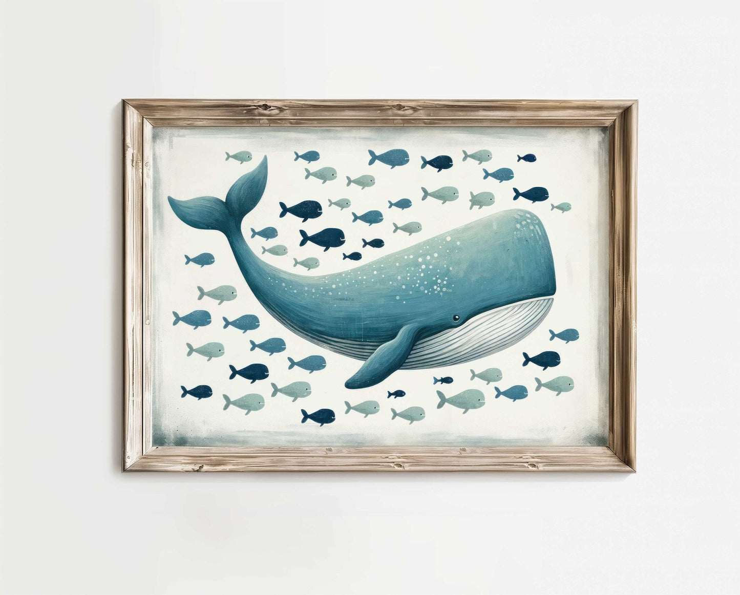 Blue Whale Nursery Print, Ocean Theme Decor, Vintage Sea Animal Art - WildfieldPrints
