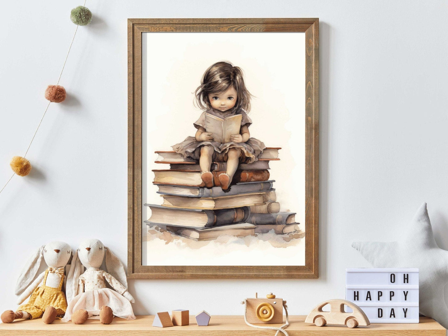 Books Wall Art for Girls, Vintage Learning Decor for Bedroom - WildfieldPrints