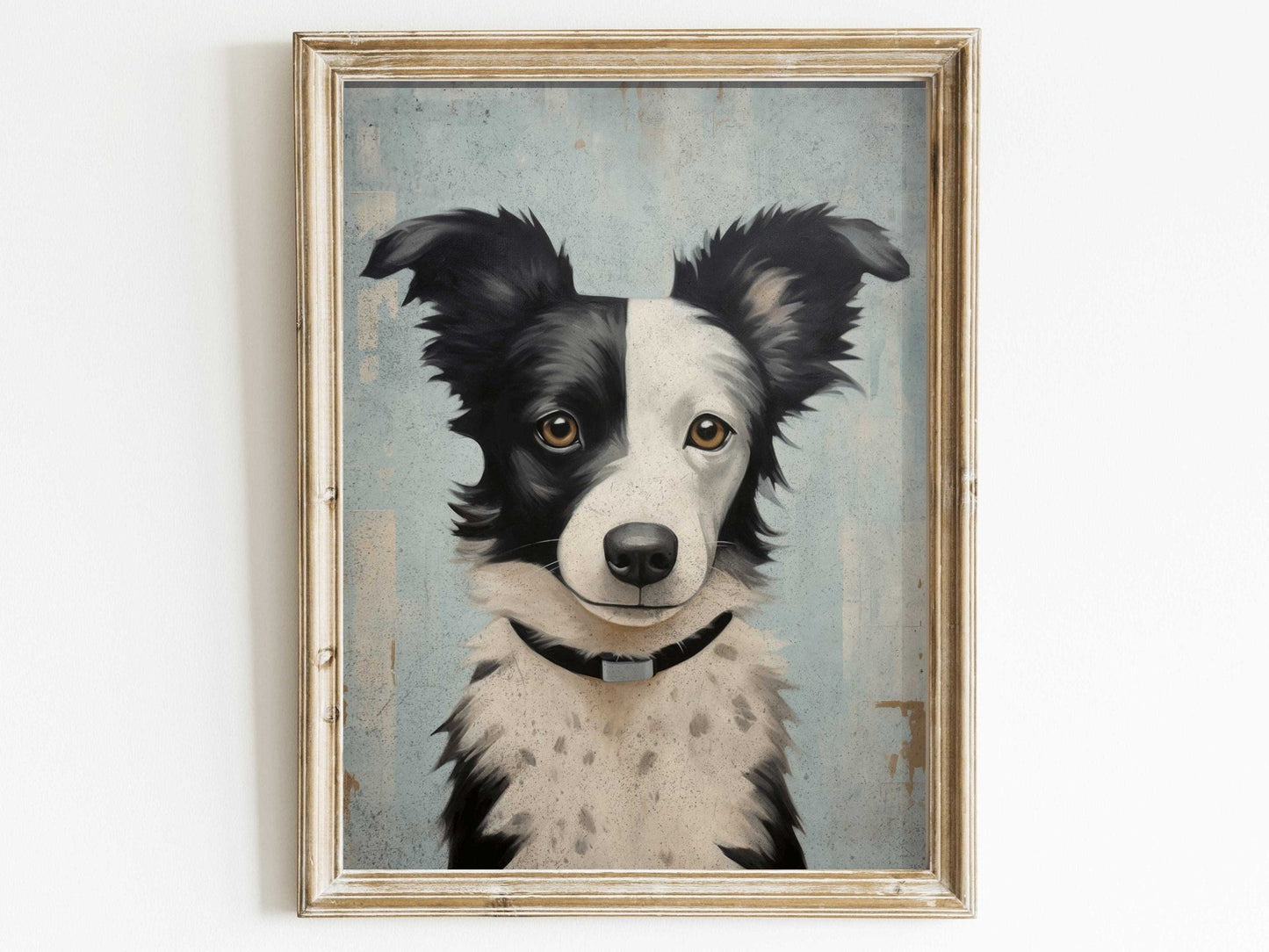 Border Collie Art Print, Vintage Dog Portrait, Gift for Dog Lovers - WildfieldPrints