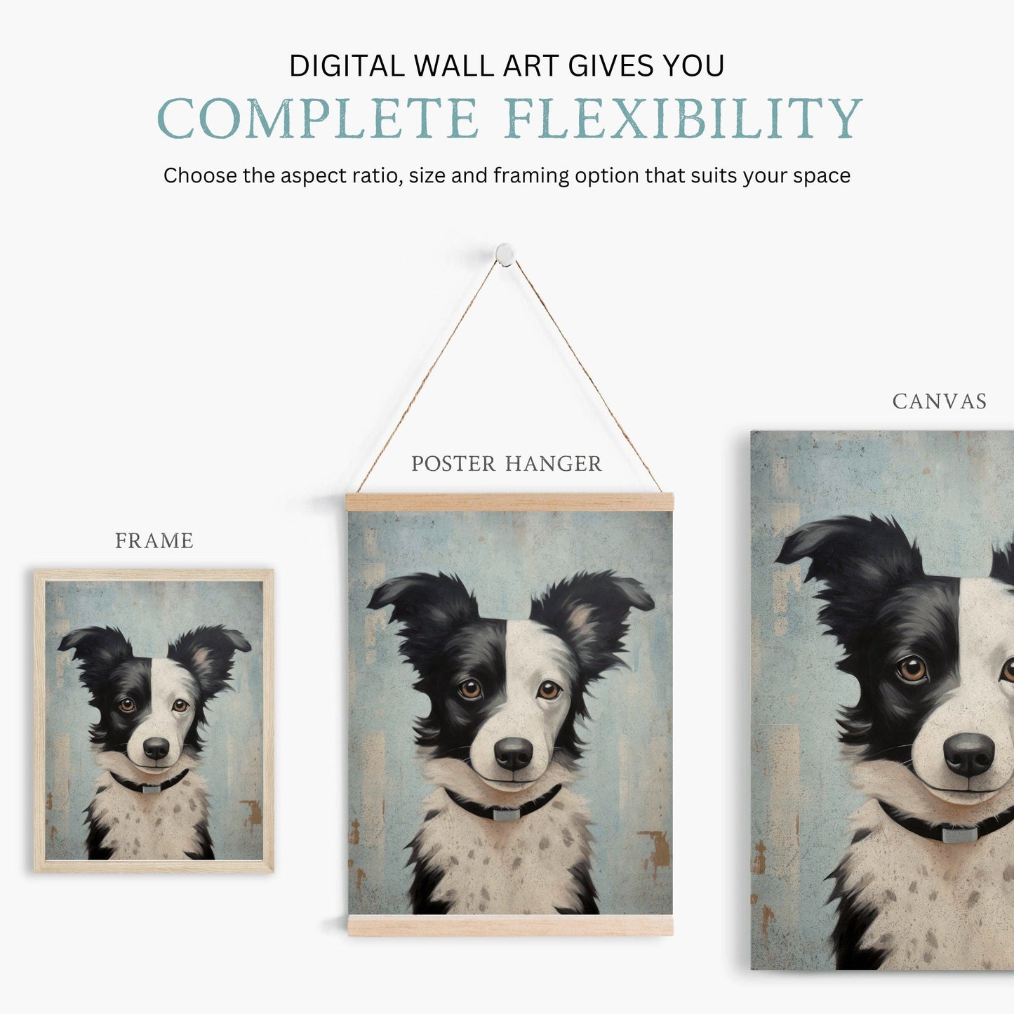 Border Collie Art Print, Vintage Dog Portrait, Gift for Dog Lovers - WildfieldPrints