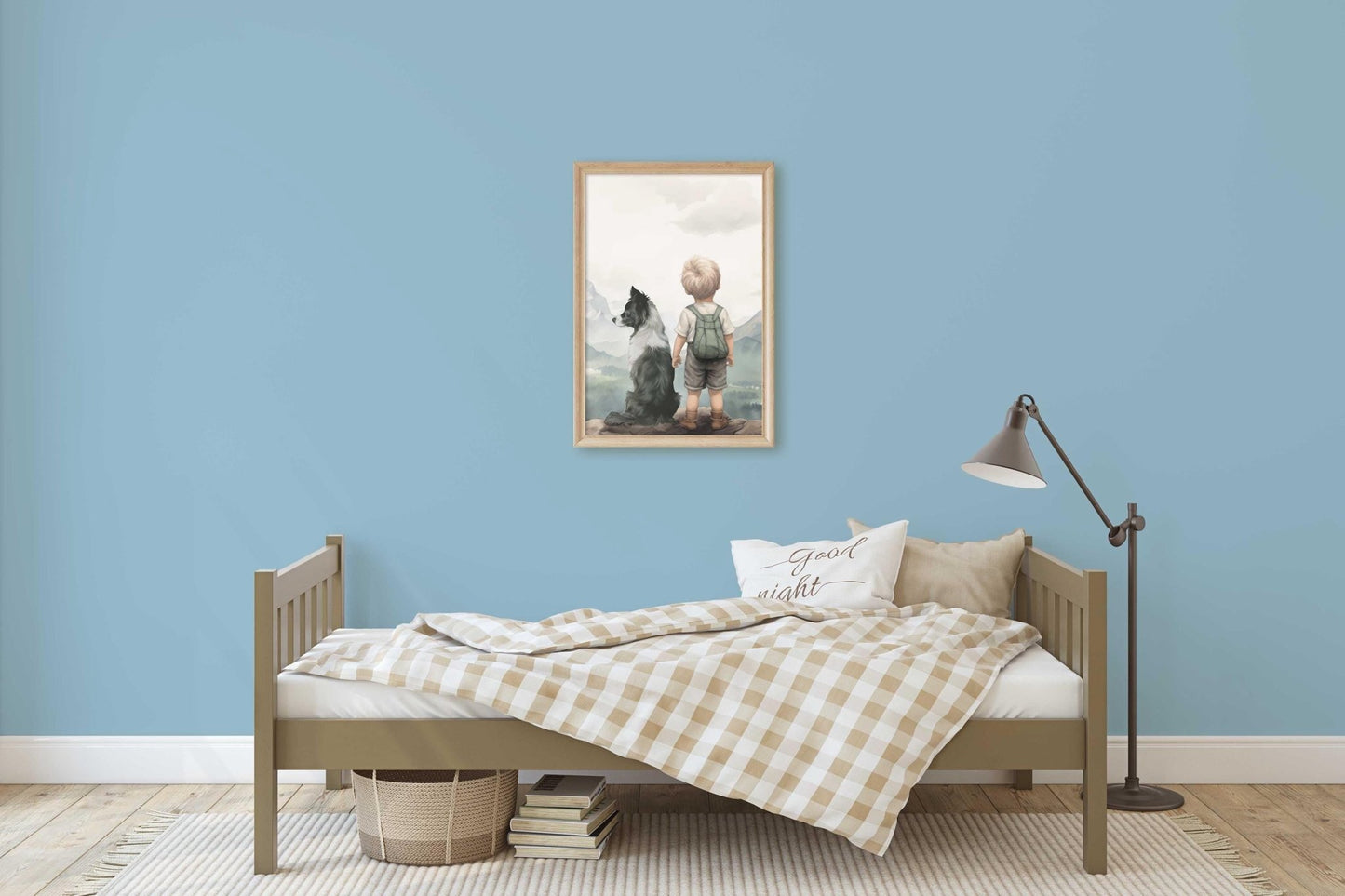 Border Collie Nursery Decor, Boy & Dog Art, Whimsical Room Accent - WildfieldPrints