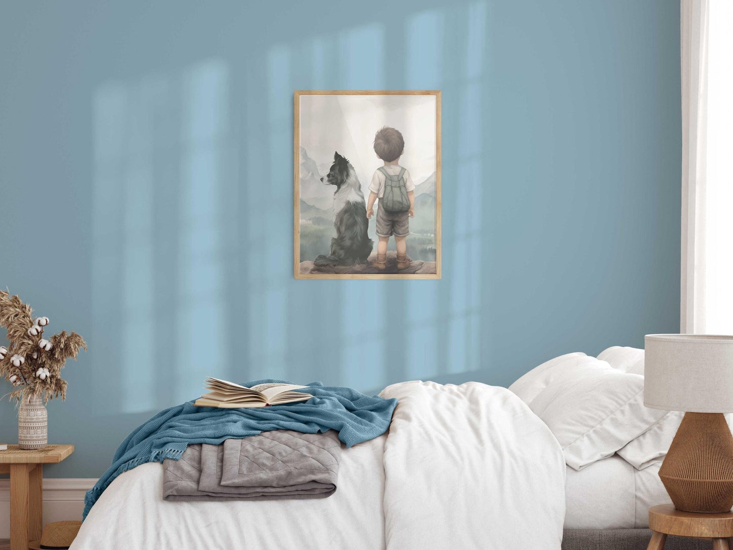 Border Collie Nursery Decor, Boy & Dog Print, Dog Wall Art - WildfieldPrints