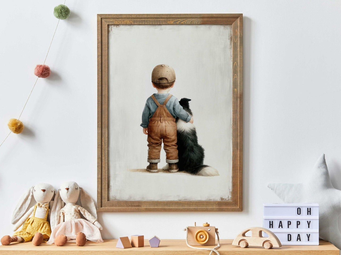 Border Collie Nursery Decor, Dog Art Print for Boys, Toddler Room - WildfieldPrints