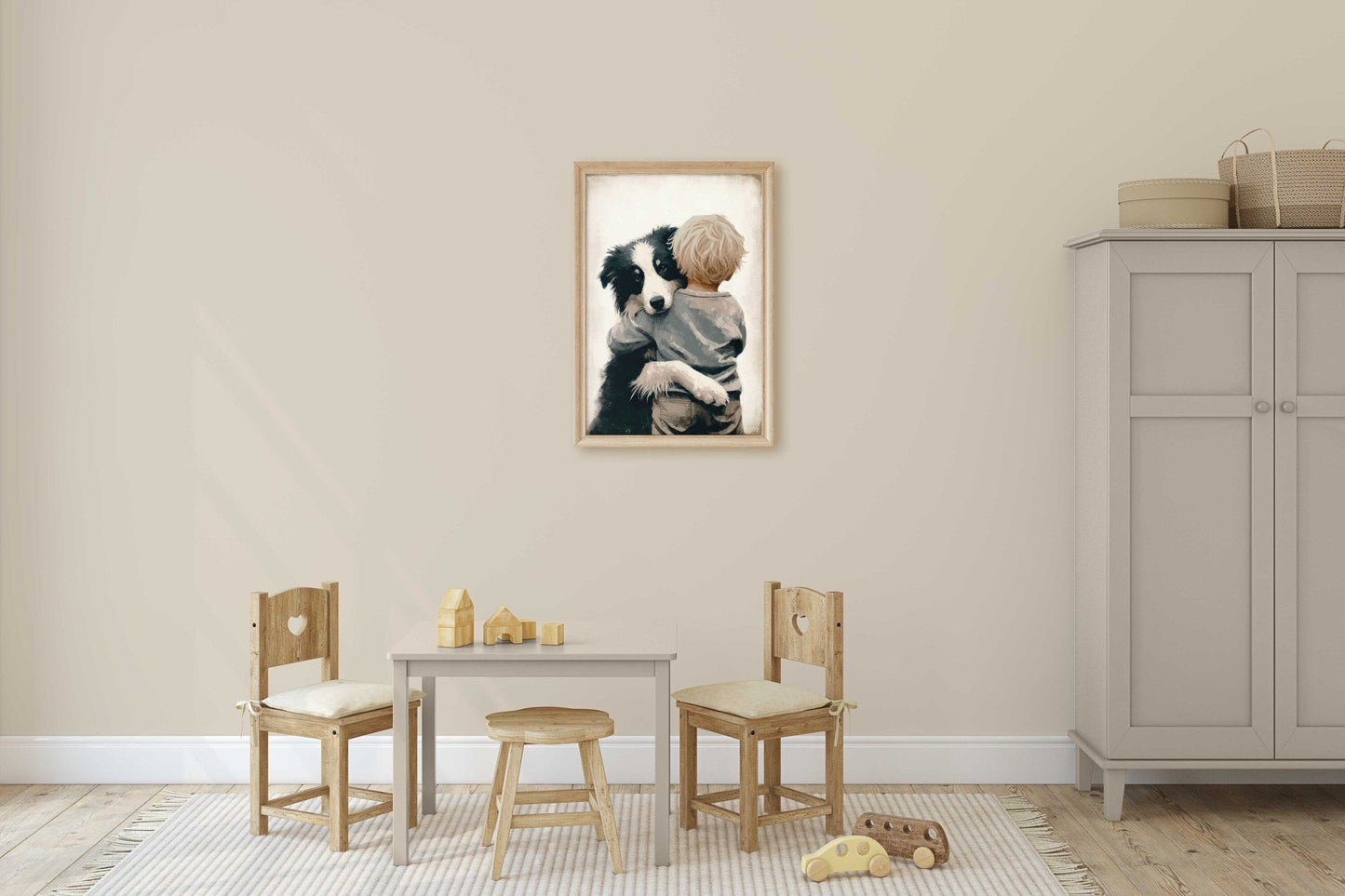 Border Collie Prints, Dog Nursery Decor, Boy & Puppy Wall Art - WildfieldPrints