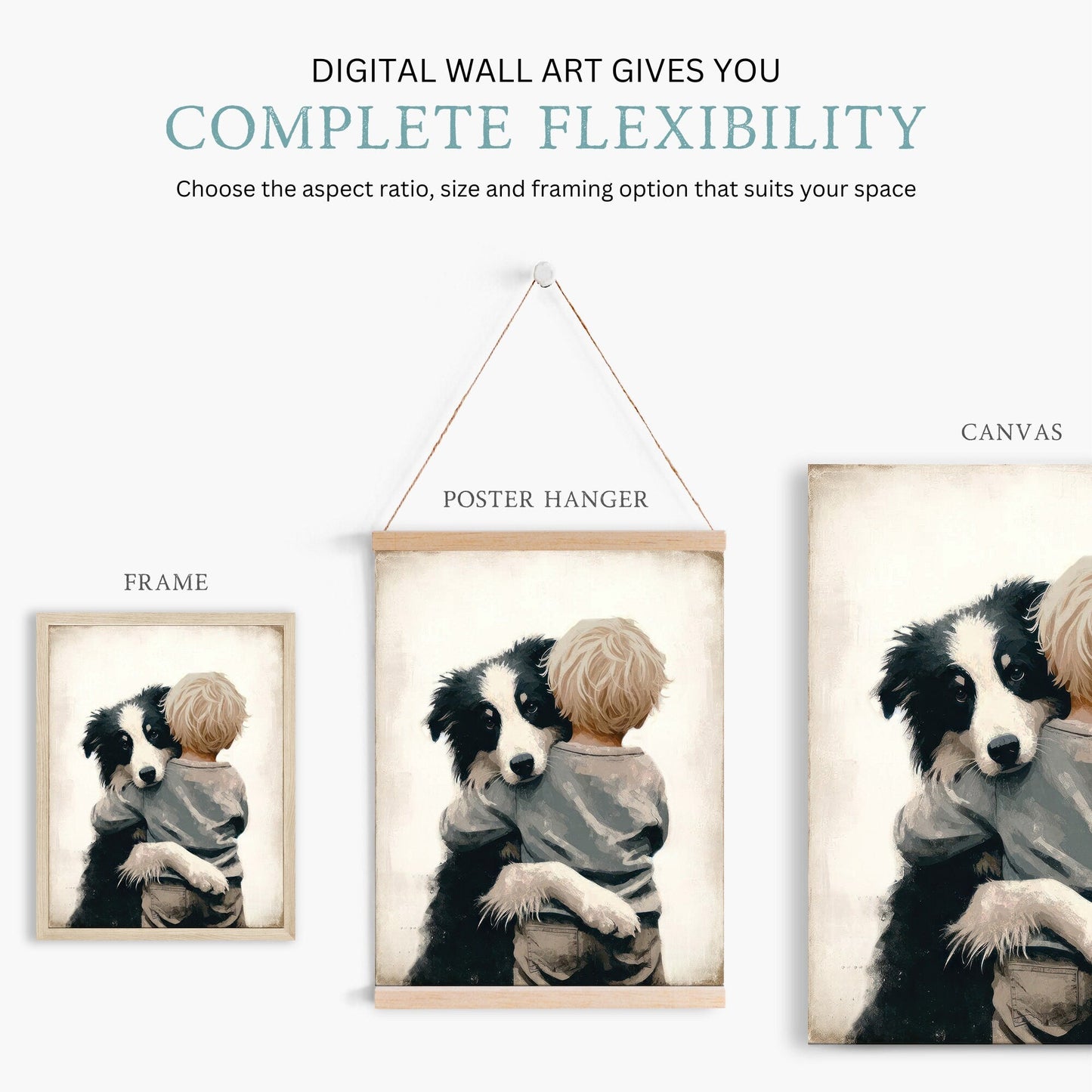 Border Collie Prints, Dog Nursery Decor, Boy & Puppy Wall Art - WildfieldPrints