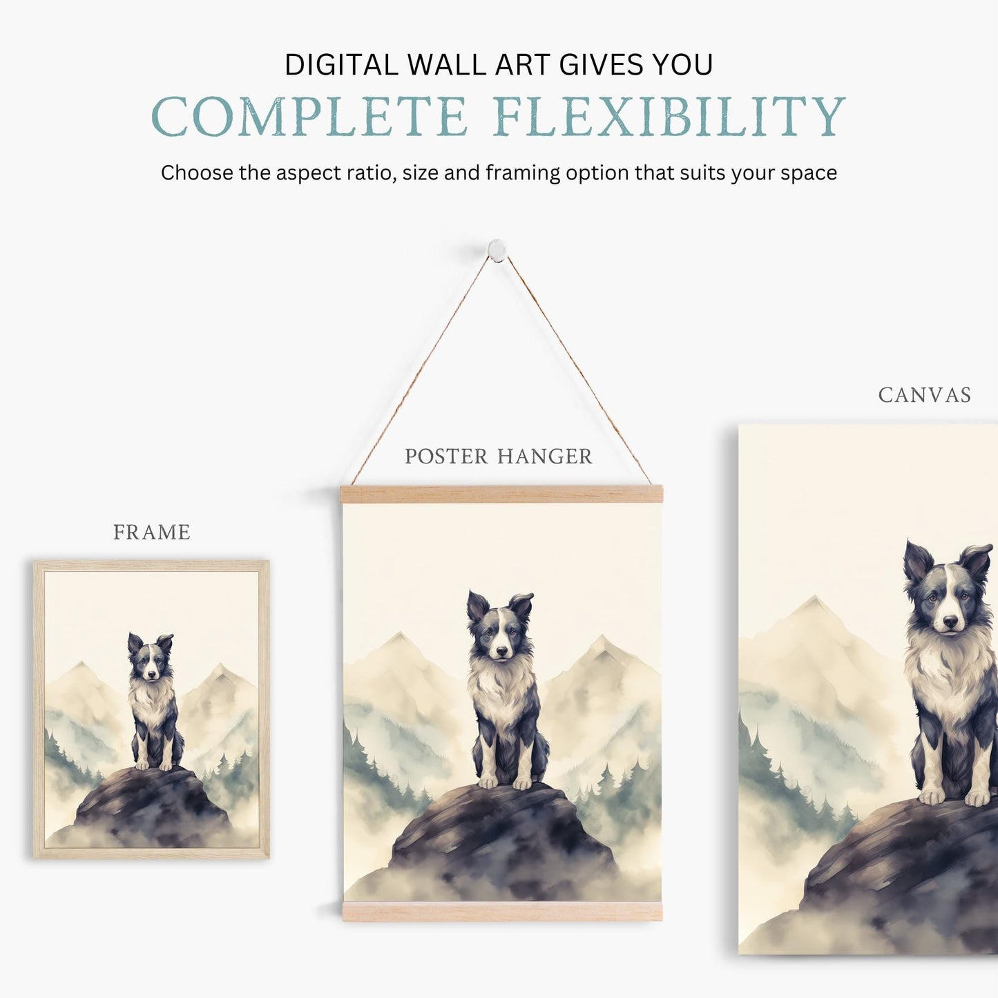 Border Collie Wall Decor, Rustic Dog Portrait, Perfect Gift for Owners - WildfieldPrints