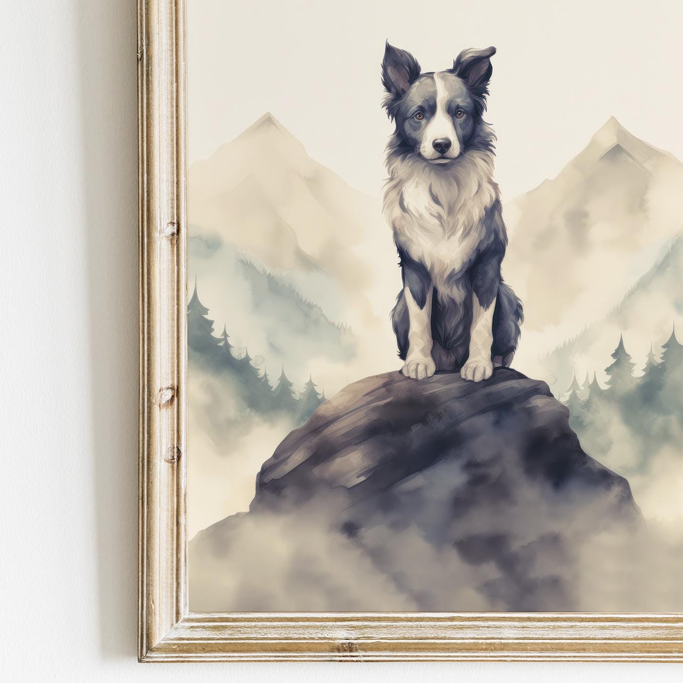 Border Collie Wall Decor, Rustic Dog Portrait, Perfect Gift for Owners - WildfieldPrints