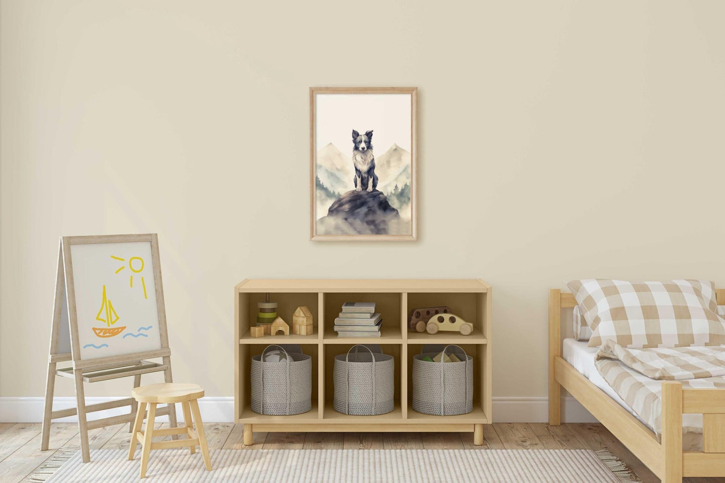 Border Collie Wall Decor, Rustic Dog Portrait, Perfect Gift for Owners - WildfieldPrints