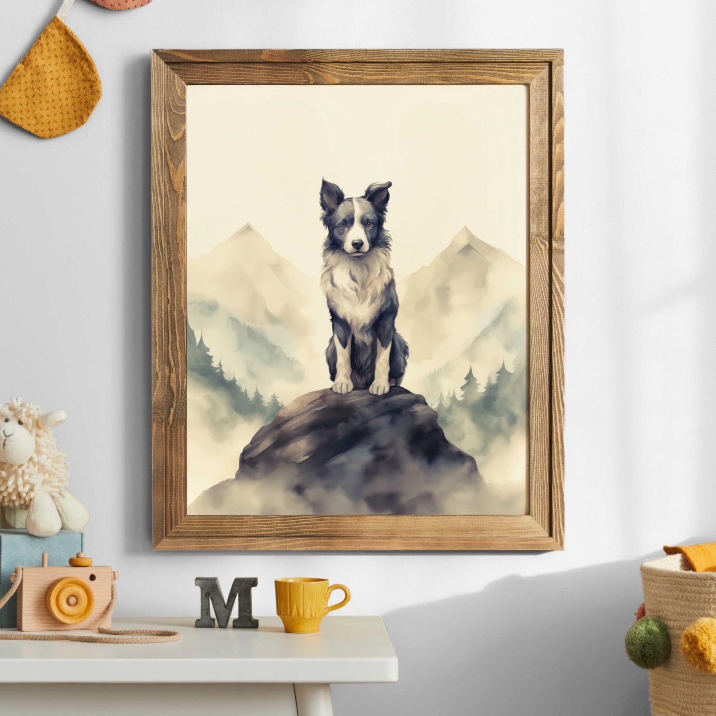 Border Collie Wall Decor, Rustic Dog Portrait, Perfect Gift for Owners - WildfieldPrints