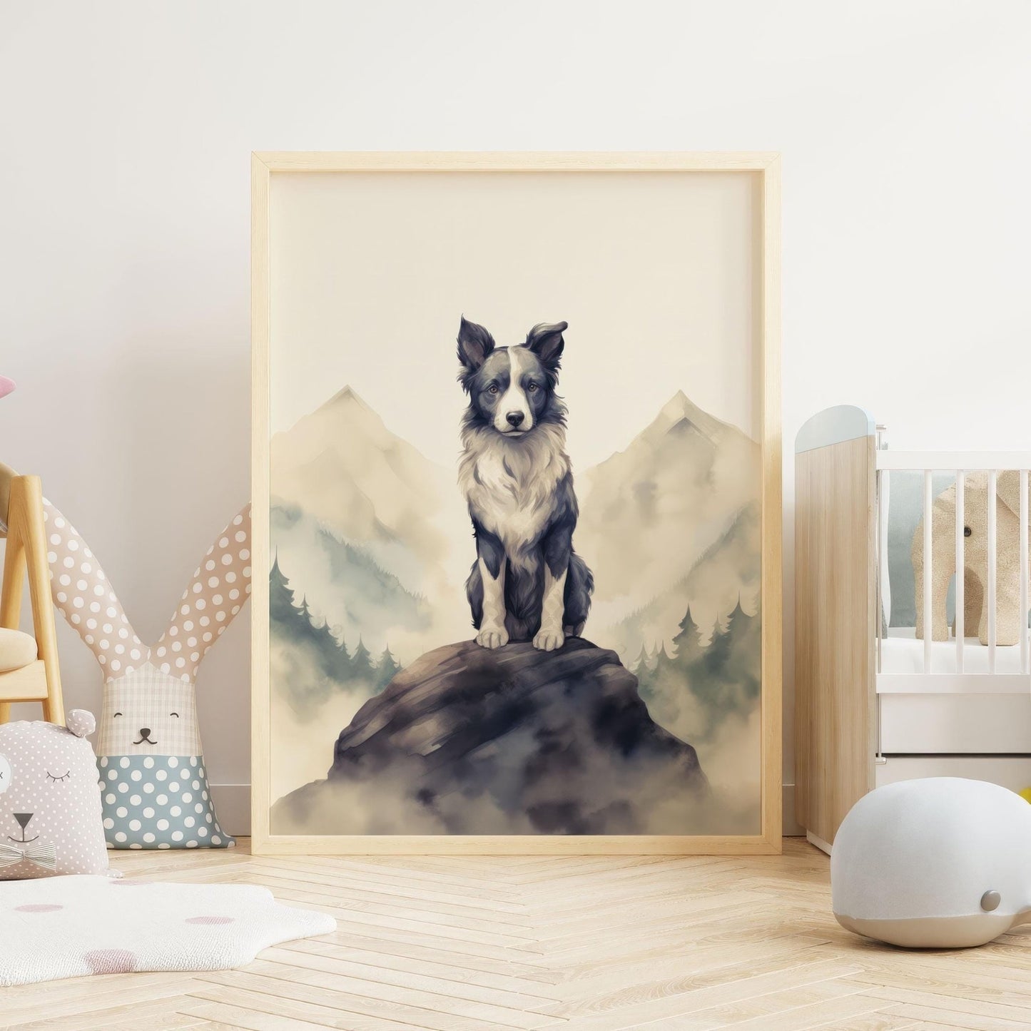 Border Collie Wall Decor, Rustic Dog Portrait, Perfect Gift for Owners - WildfieldPrints
