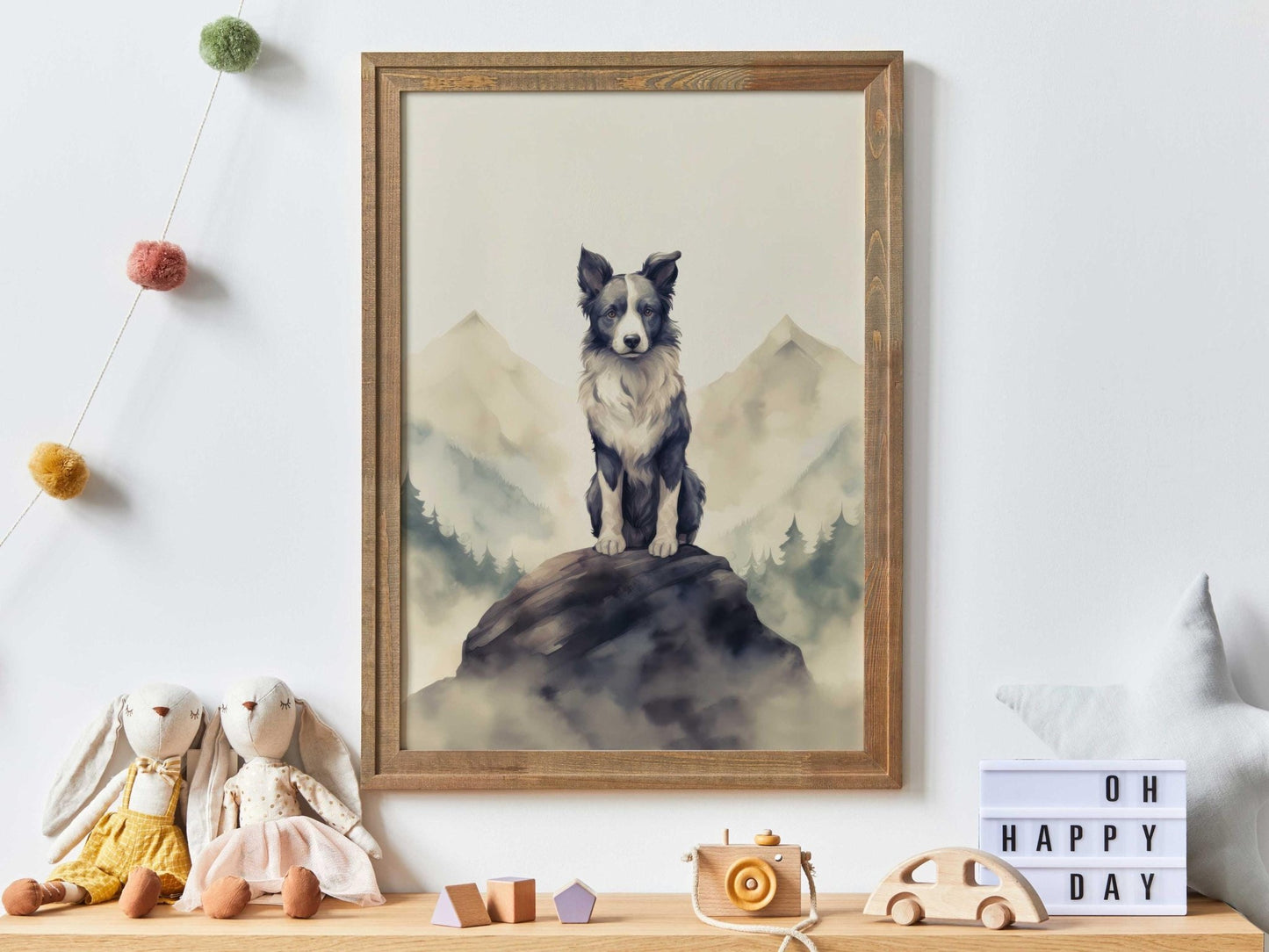 Border Collie Wall Decor, Rustic Dog Portrait, Perfect Gift for Owners - WildfieldPrints