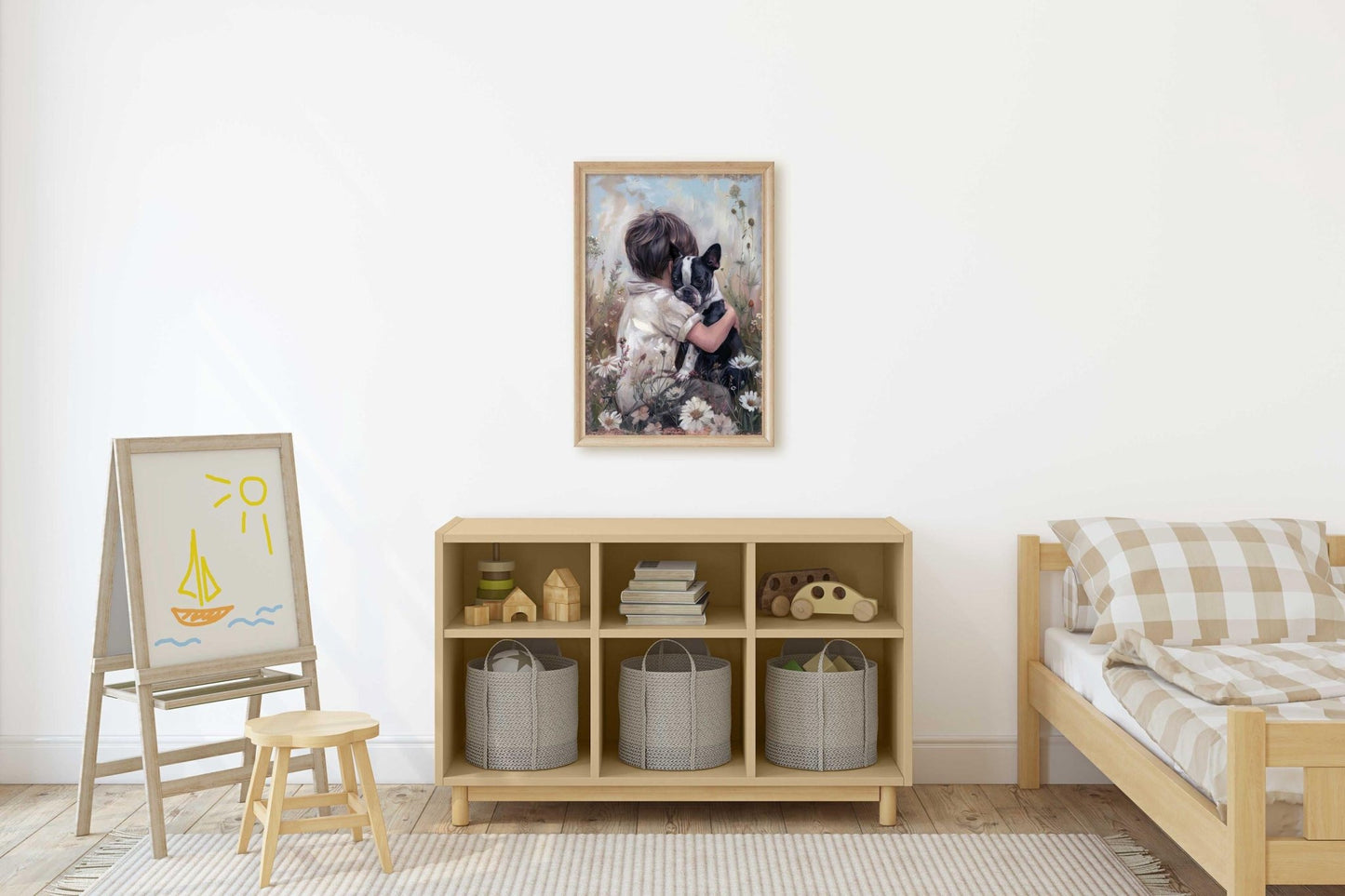 Boston Terrier Nursery Decor, Boy Dog Nursery Art, Boston Terrier Print Kids, Dog Boy Painting, Boy Room Dog Decor, Printable Dog Wall Art - My Store