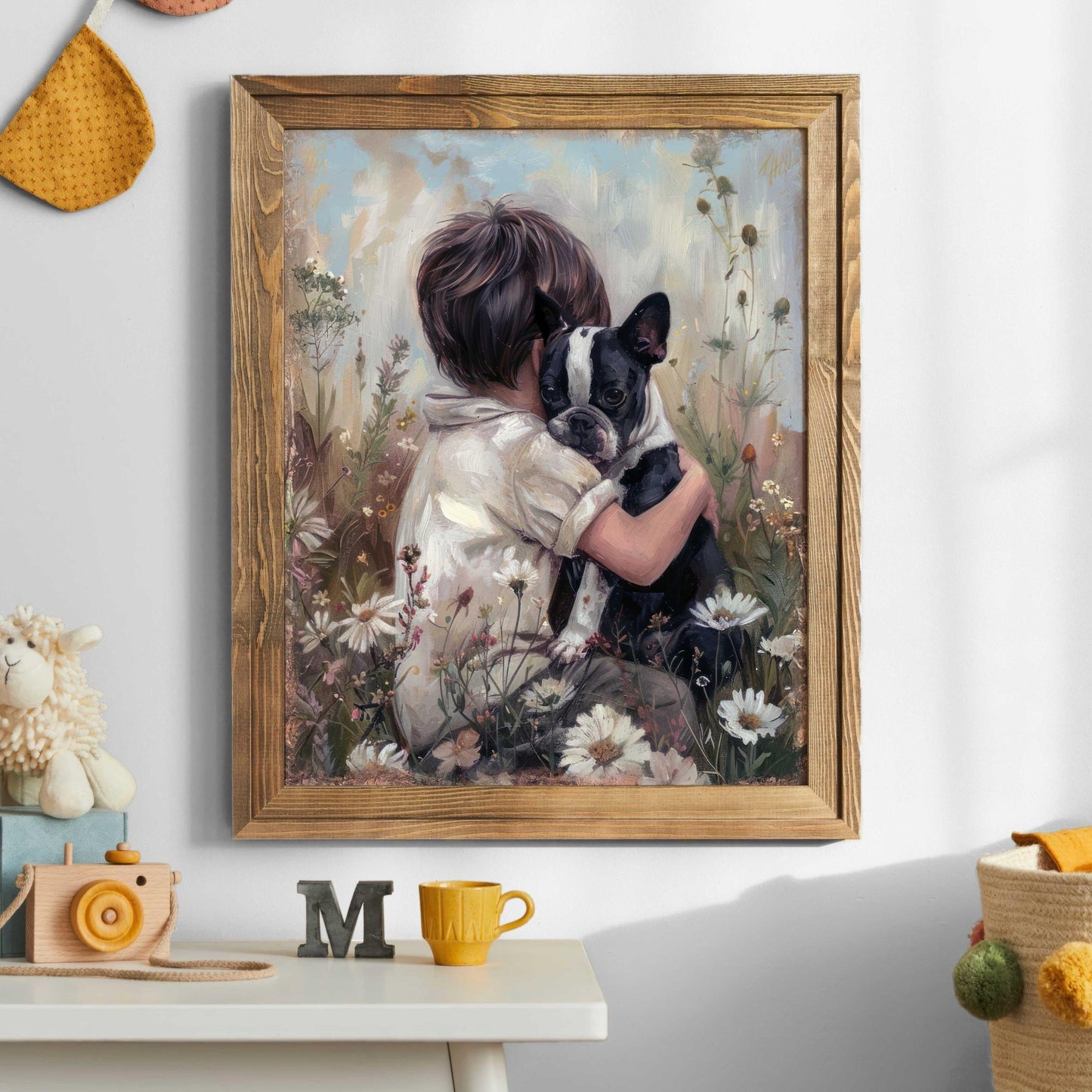 Boston Terrier Nursery Decor, Boy Dog Nursery Art, Boston Terrier Print Kids, Dog Boy Painting, Boy Room Dog Decor, Printable Dog Wall Art - My Store