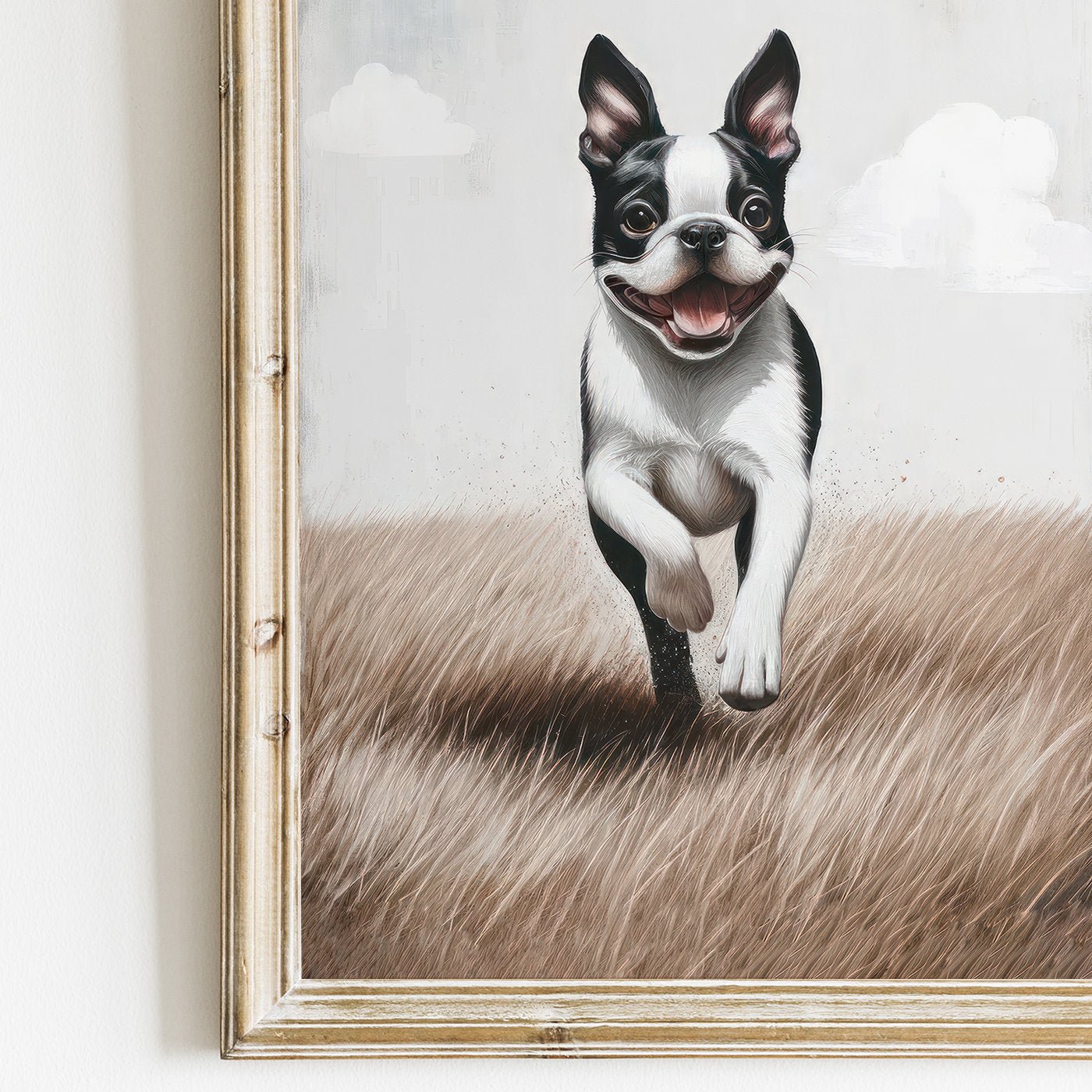 Boston Terrier Wall Art, Vintage Dog Portrait, Rustic Dog Decor - WildfieldPrints