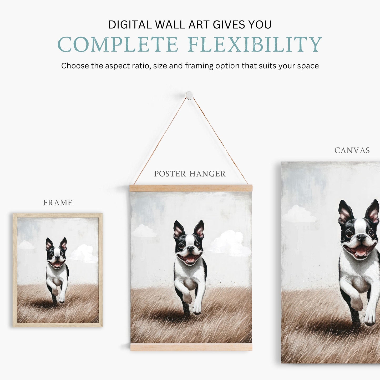 Boston Terrier Wall Art, Vintage Dog Portrait, Rustic Dog Decor - WildfieldPrints