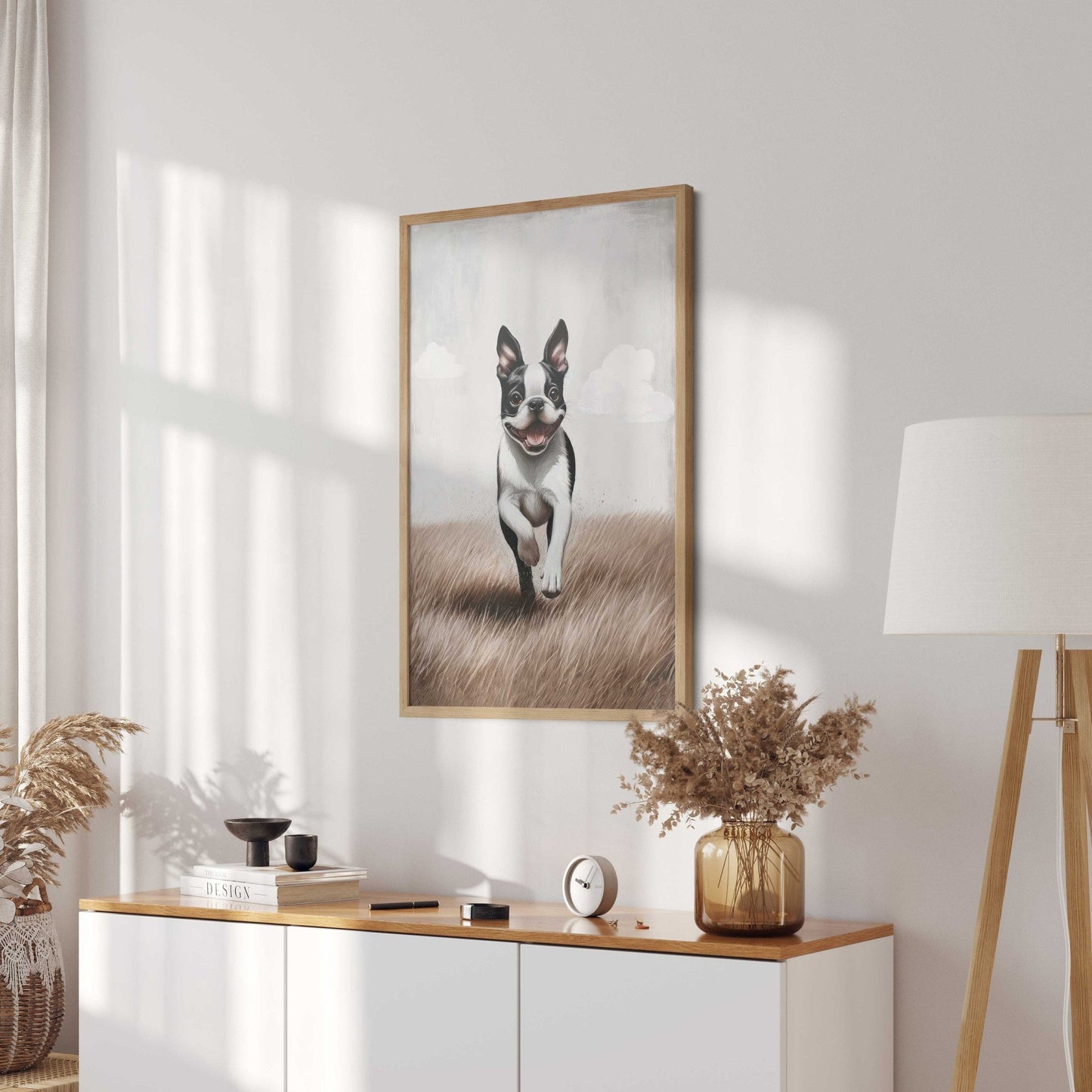 Boston Terrier Wall Art, Vintage Dog Portrait, Rustic Dog Decor - WildfieldPrints