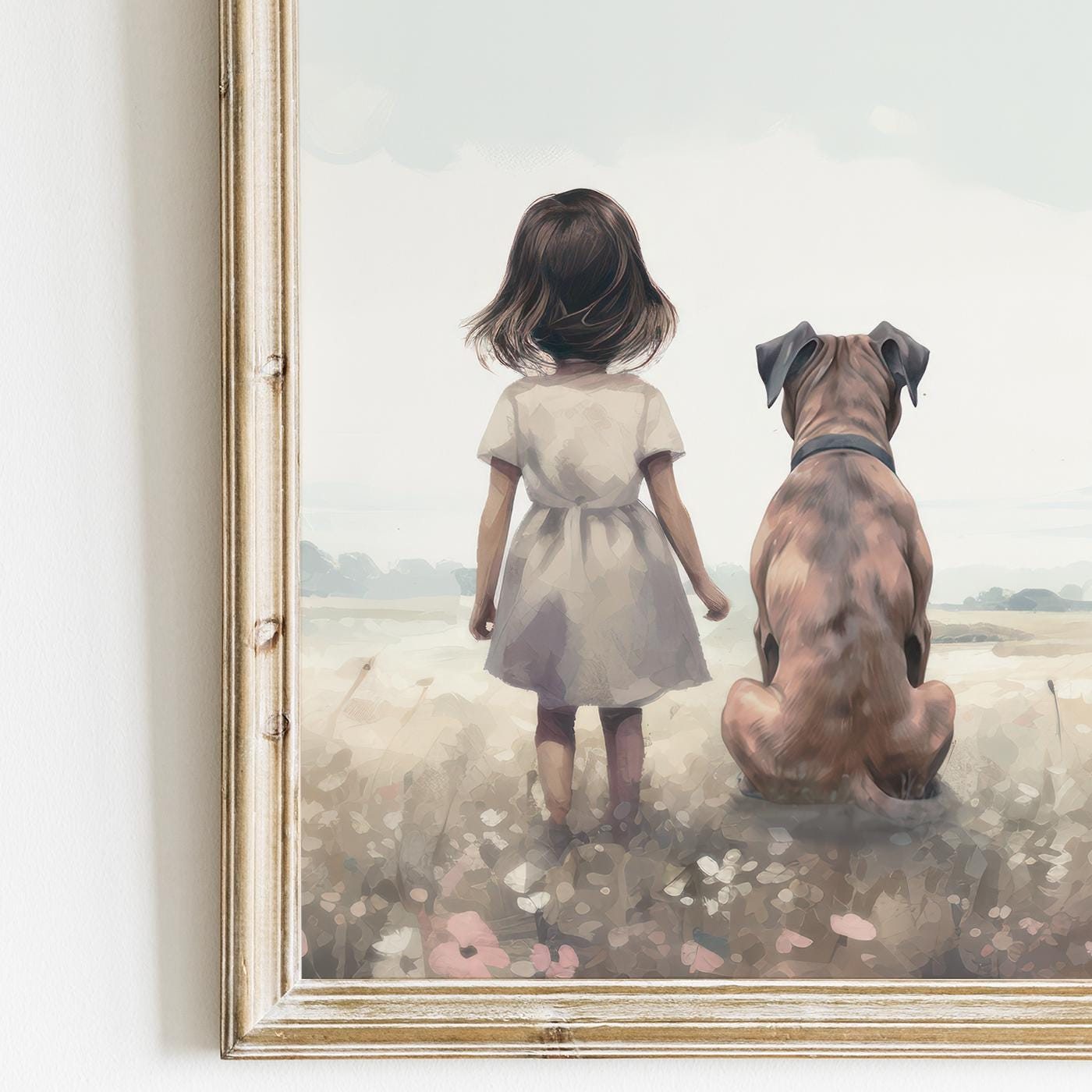 Boxer Dog Art Print, Cute Nursery Decor for Girls, Pet Lover Wall Art - WildfieldPrints