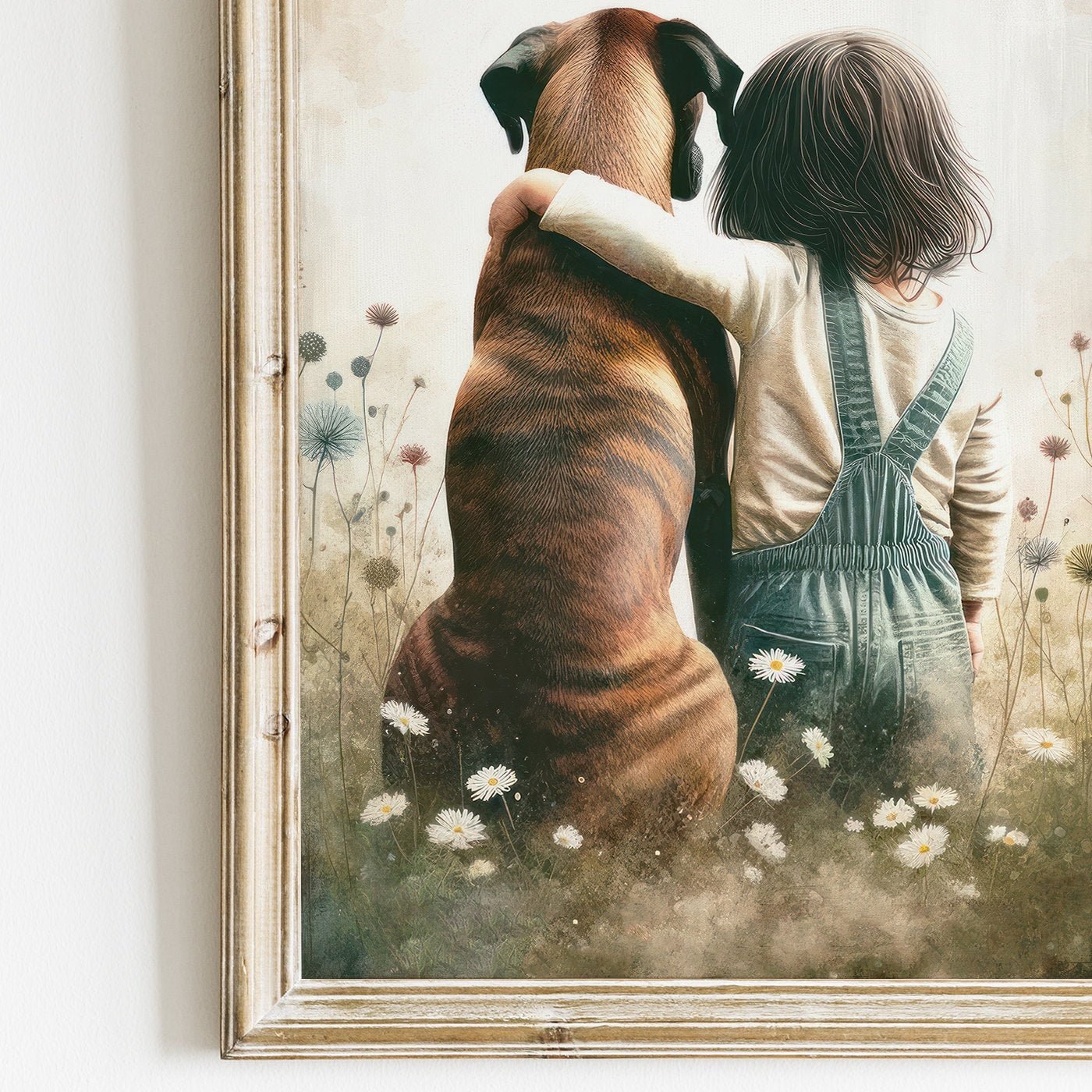 Boxer Dog Art Print, Cute Nursery Decor for Girls, Pet Lover Wall Art - WildfieldPrints
