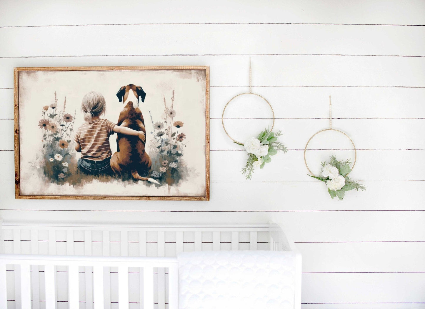 Boxer Dog Nursery Art, Girl & Dog Print, Kids Room Decor - WildfieldPrints
