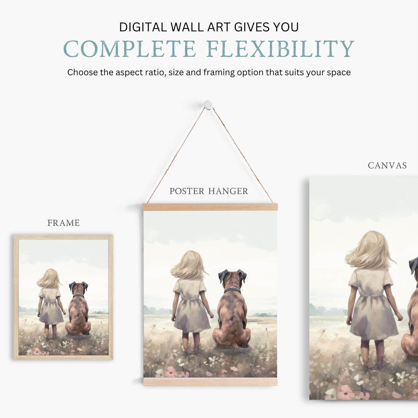 Boxer Dog Nursery Art, Girl & Dog Wall Decor, Perfect for Dog Lovers - WildfieldPrints