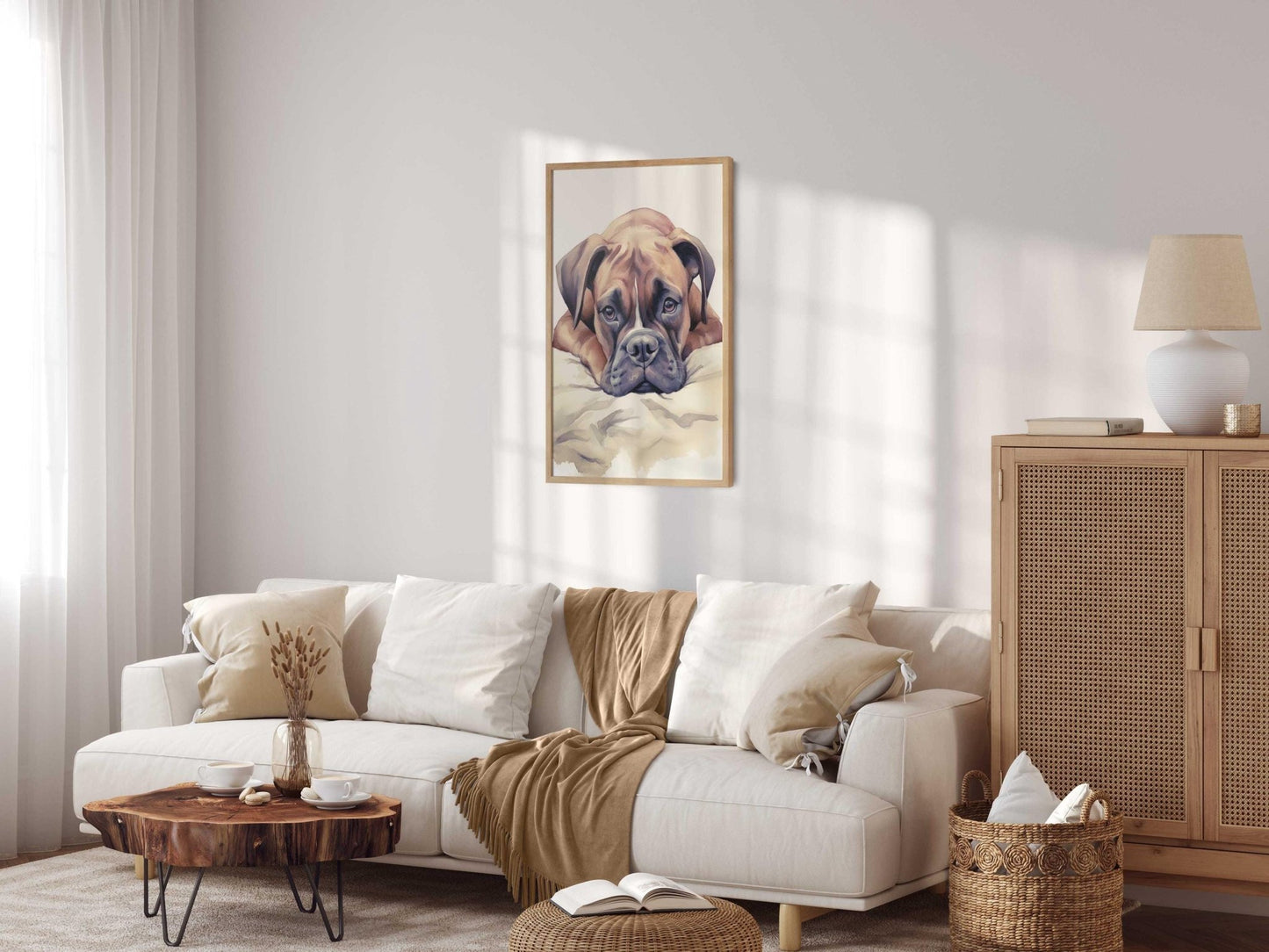 Boxer Dog Wall Art, Rustic Decor for Dog Lovers, Vintage Watercolor - WildfieldPrints