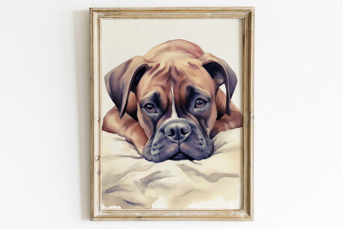 Boxer Dog Wall Art, Rustic Decor for Dog Lovers, Vintage Watercolor - WildfieldPrints