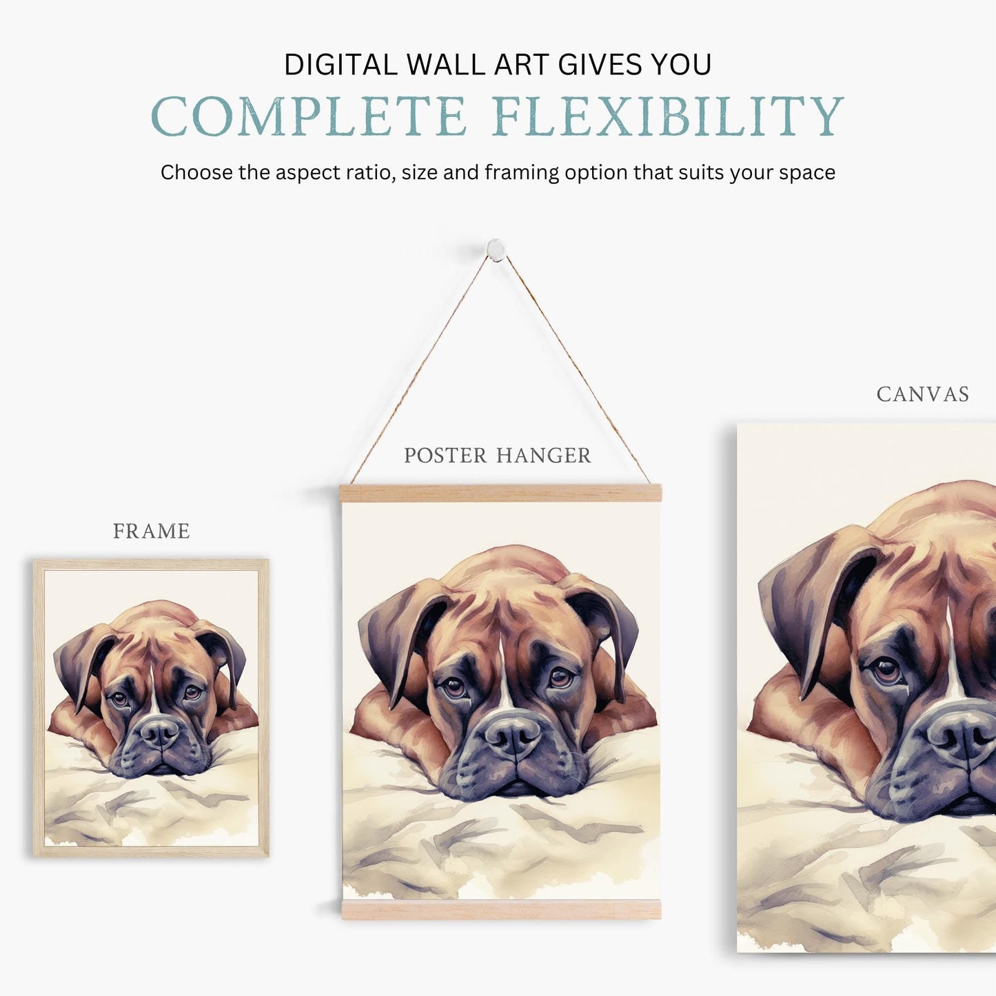 Boxer Dog Wall Art, Rustic Decor for Dog Lovers, Vintage Watercolor - WildfieldPrints
