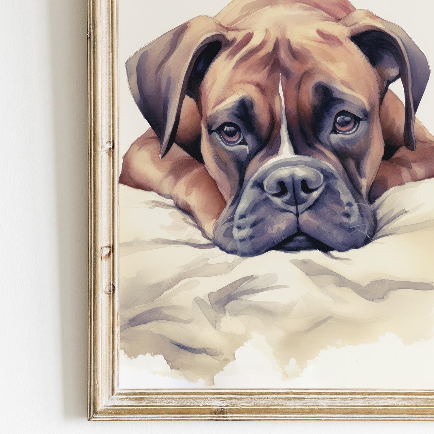 Boxer Dog Wall Art, Rustic Decor for Dog Lovers, Vintage Watercolor - WildfieldPrints