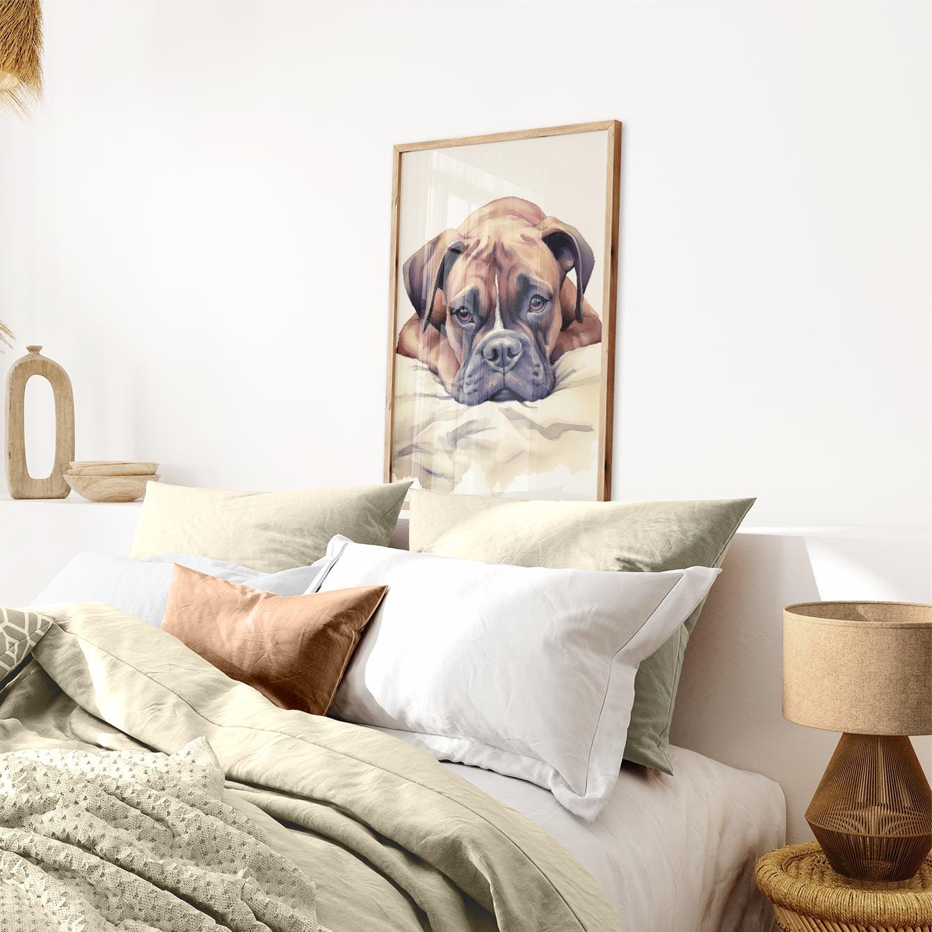 Boxer Dog Wall Art, Rustic Decor for Dog Lovers, Vintage Watercolor - WildfieldPrints