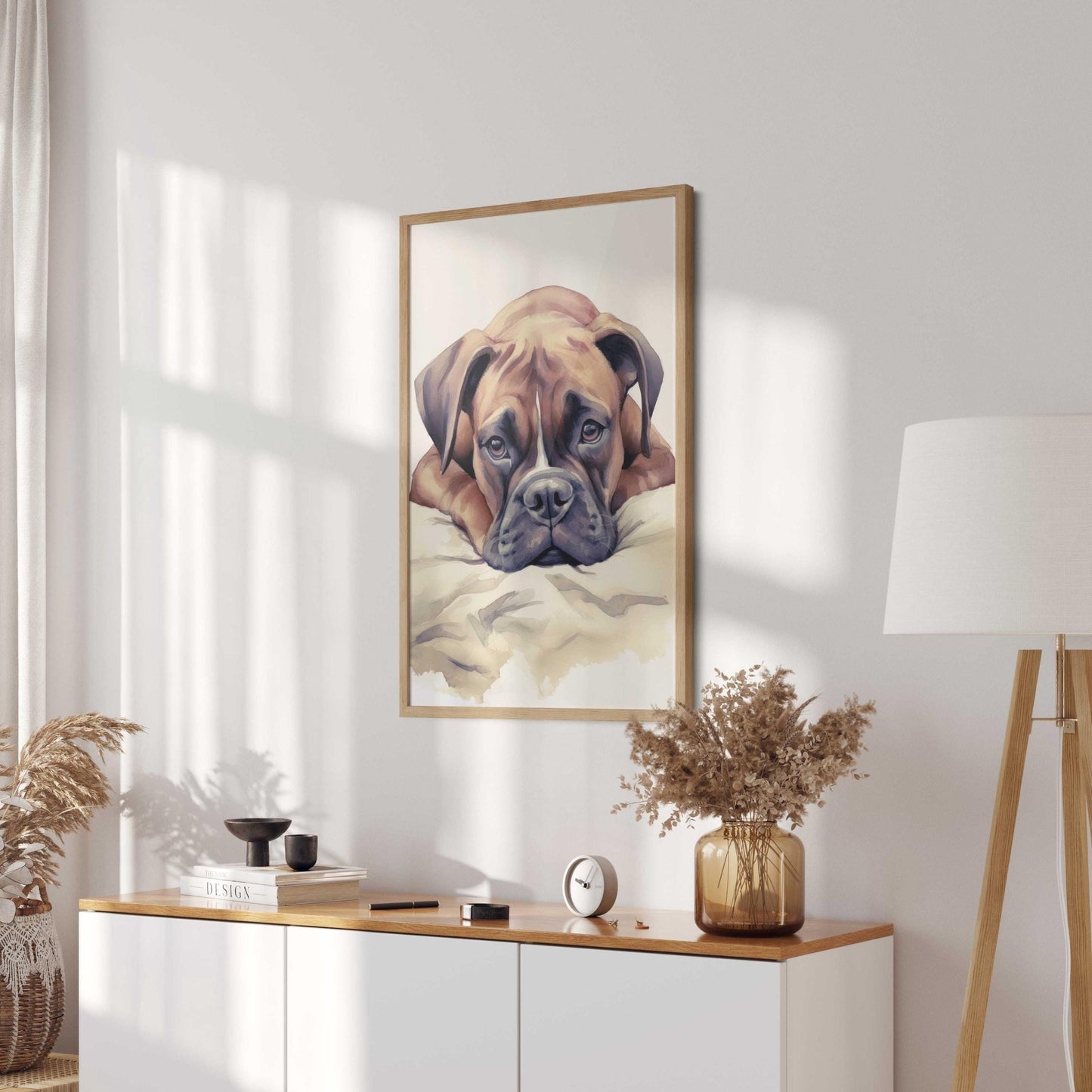 Boxer Dog Wall Art, Rustic Decor for Dog Lovers, Vintage Watercolor - WildfieldPrints