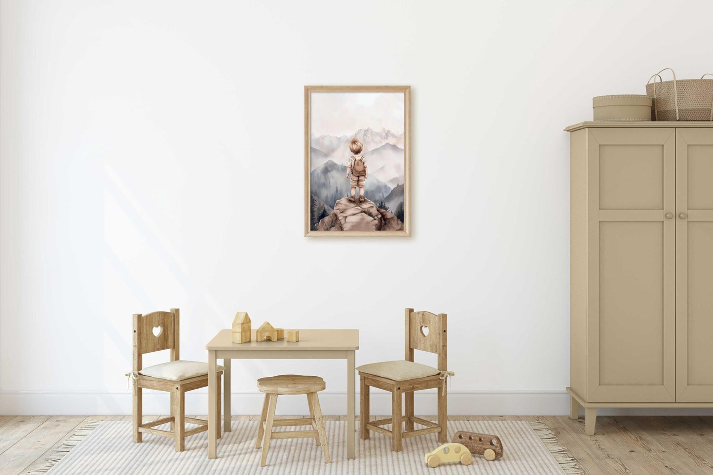 Boy Adventure Nursery Decor, Mountain Wall Art, Hiking Print for Playroom - WildfieldPrints
