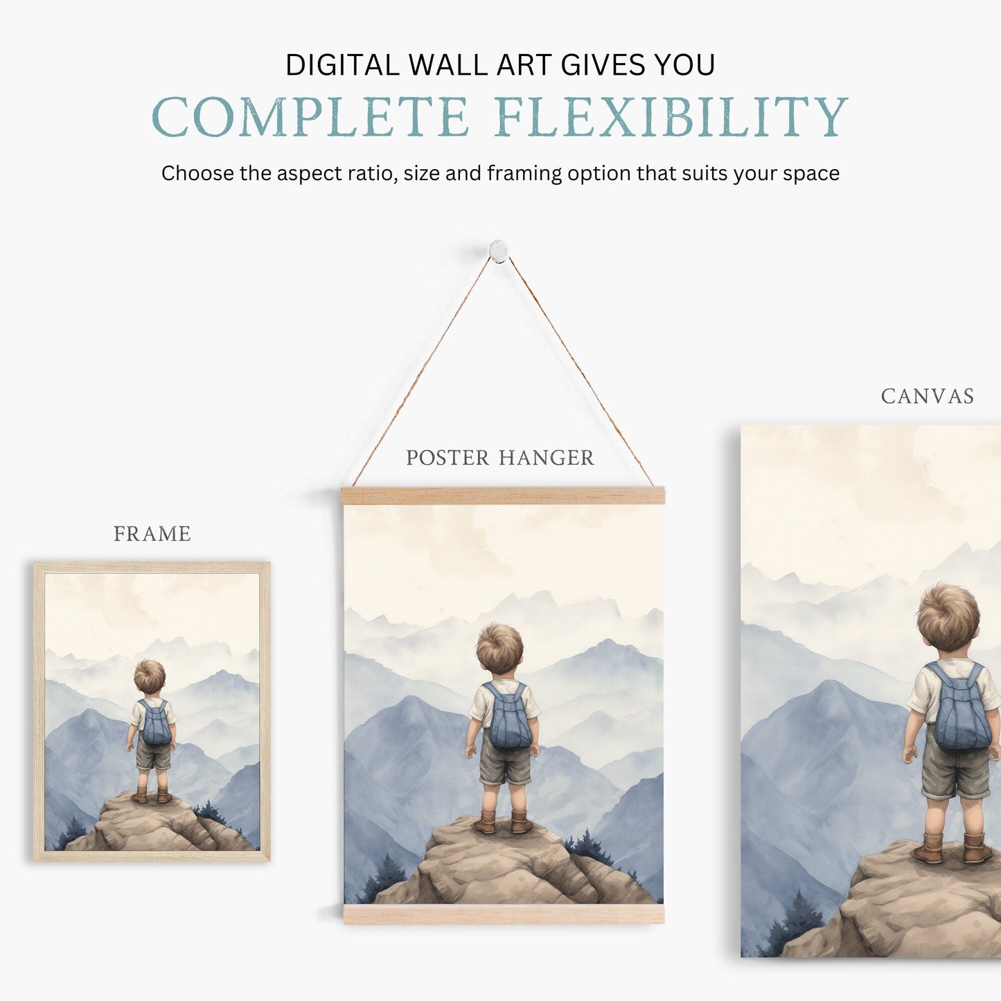 Boy Adventure Prints, Mountain Nursery Decor, Nature Wall Art - WildfieldPrints