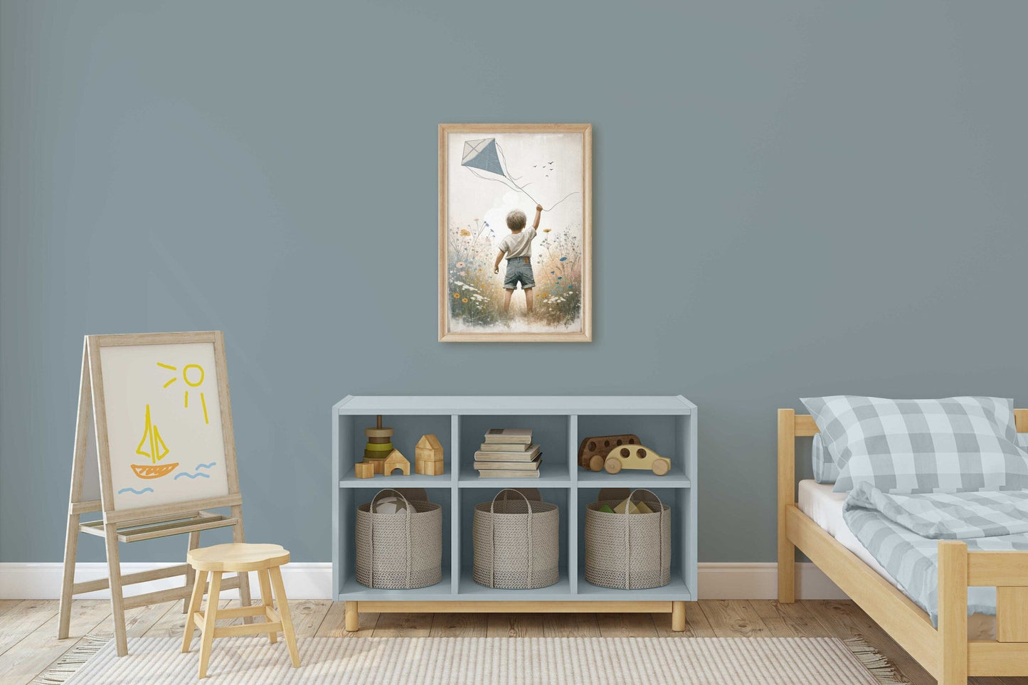 Boy Adventure Wall Art, Kite Nursery Print, Toddler Room Decor - WildfieldPrints