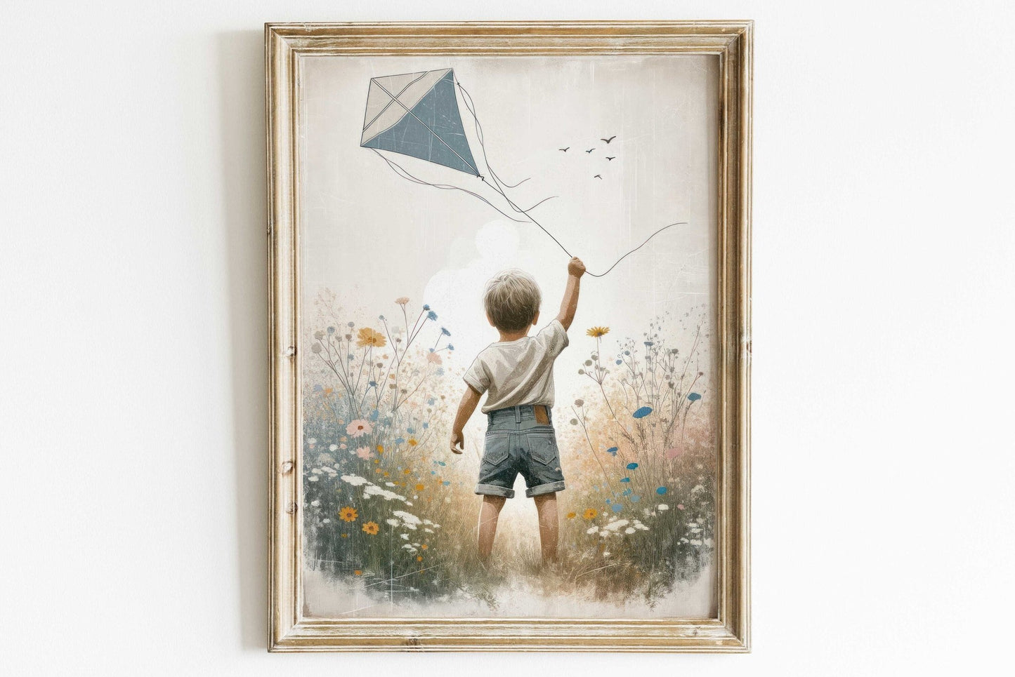 Boy Adventure Wall Art, Kite Nursery Print, Toddler Room Decor - WildfieldPrints