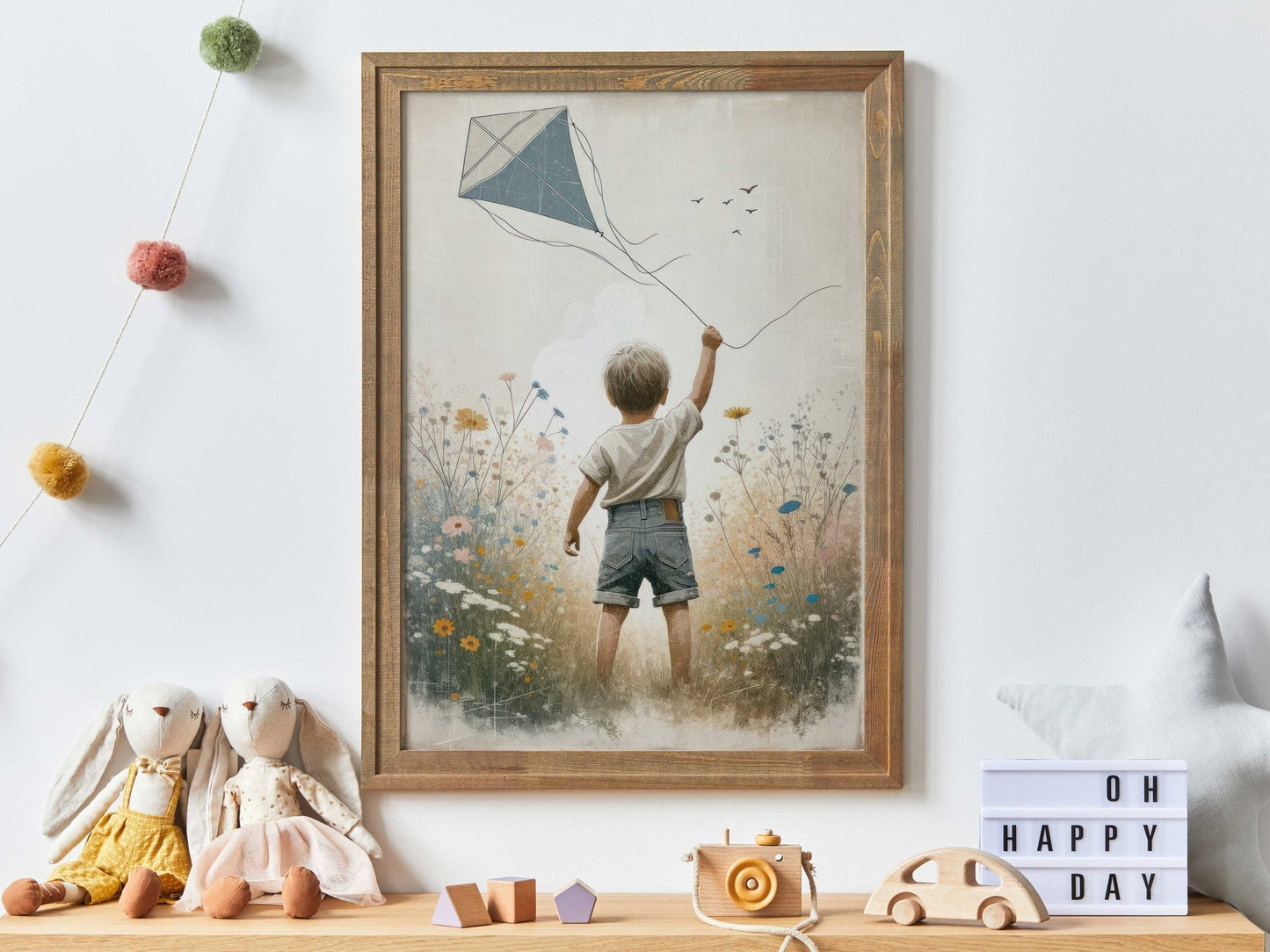Boy Adventure Wall Art, Kite Nursery Print, Toddler Room Decor - WildfieldPrints