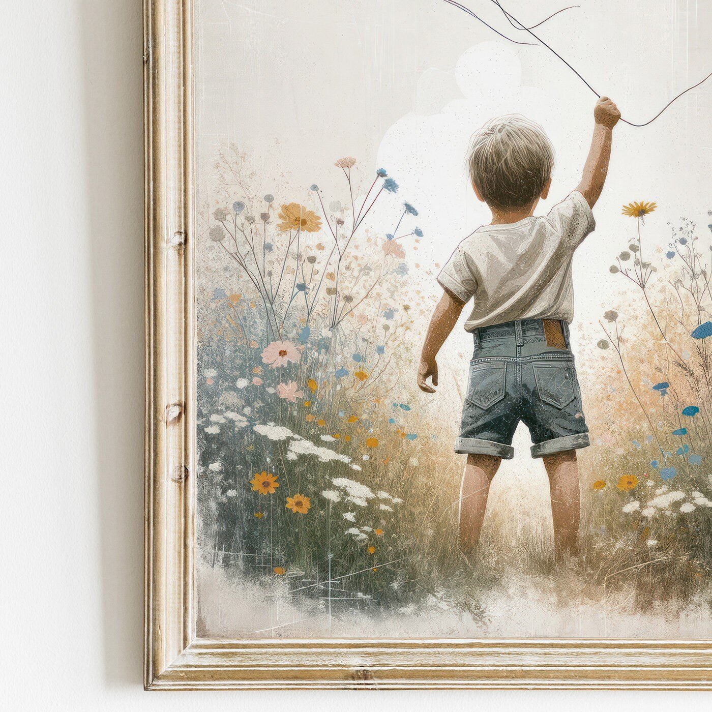 Boy Adventure Wall Art, Kite Nursery Print, Toddler Room Decor - WildfieldPrints