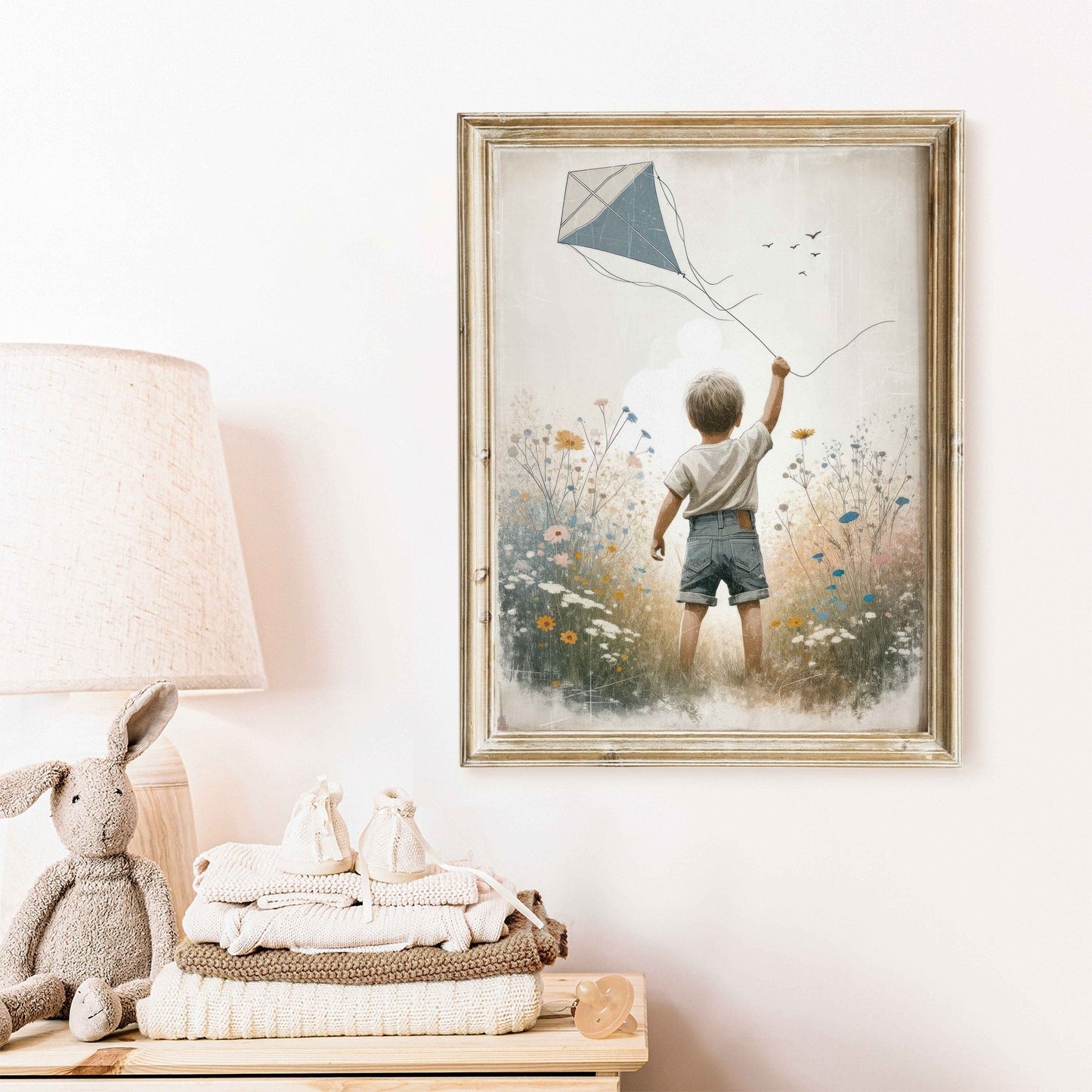 Boy Adventure Wall Art, Kite Nursery Print, Toddler Room Decor - WildfieldPrints
