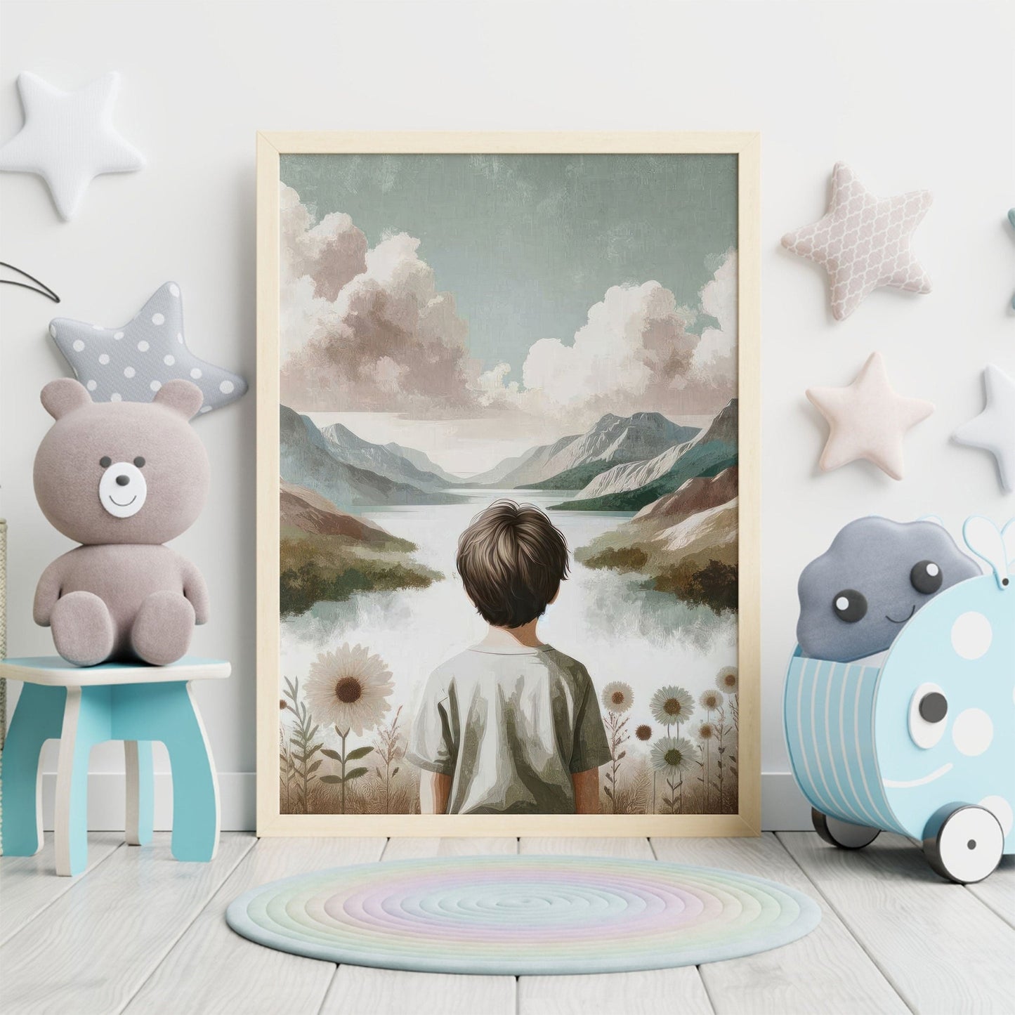 Boy Adventure Wall Art, Mountain Nursery Decor, Nature Prints for Kids - WildfieldPrints