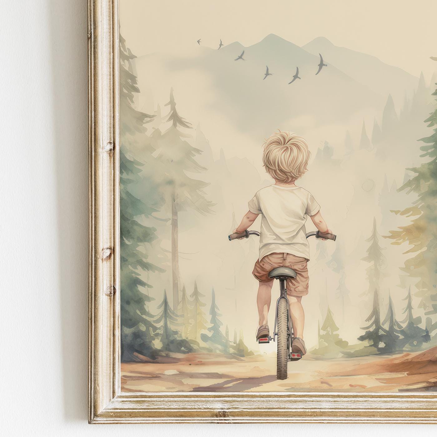 Boy on a Bike Print, Boy Adventure Print, Forest Nursery Decor, Bicycle Nursery, Biking Wall Art Boy, Mountainbike Print, PRINTABLE Boy Art - My Store