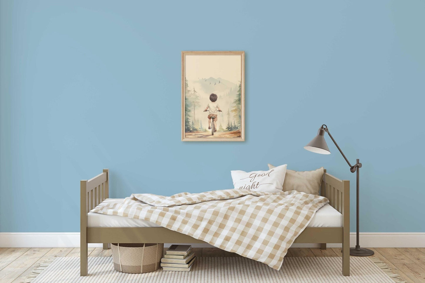 Boy on Bike Art, Mountain Biking Decor, Outdoor Adventure Wall Print - WildfieldPrints