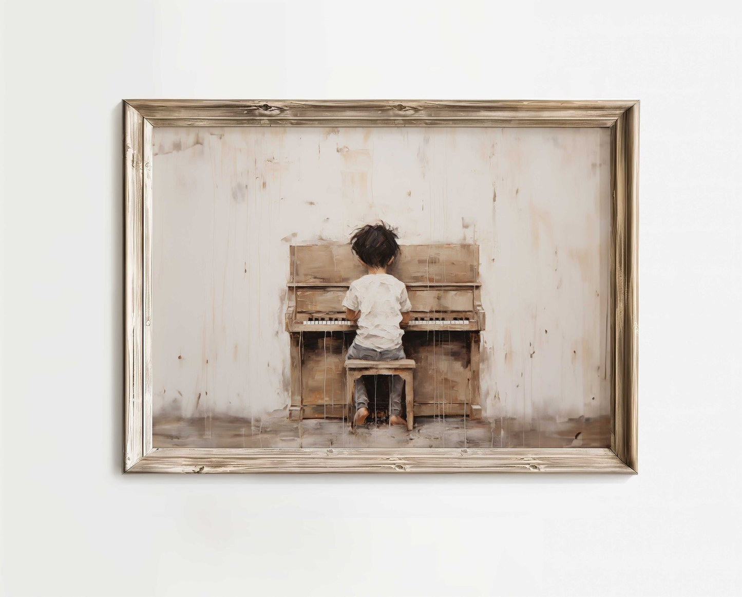 Boy Playing Piano, Nursery Wall Decor, Music Room Art - WildfieldPrints