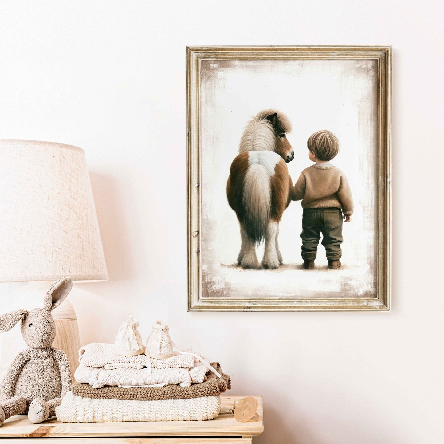 Boy & Pony Prints, Vintage Nursery Decor, Horse Wall Art - WildfieldPrints