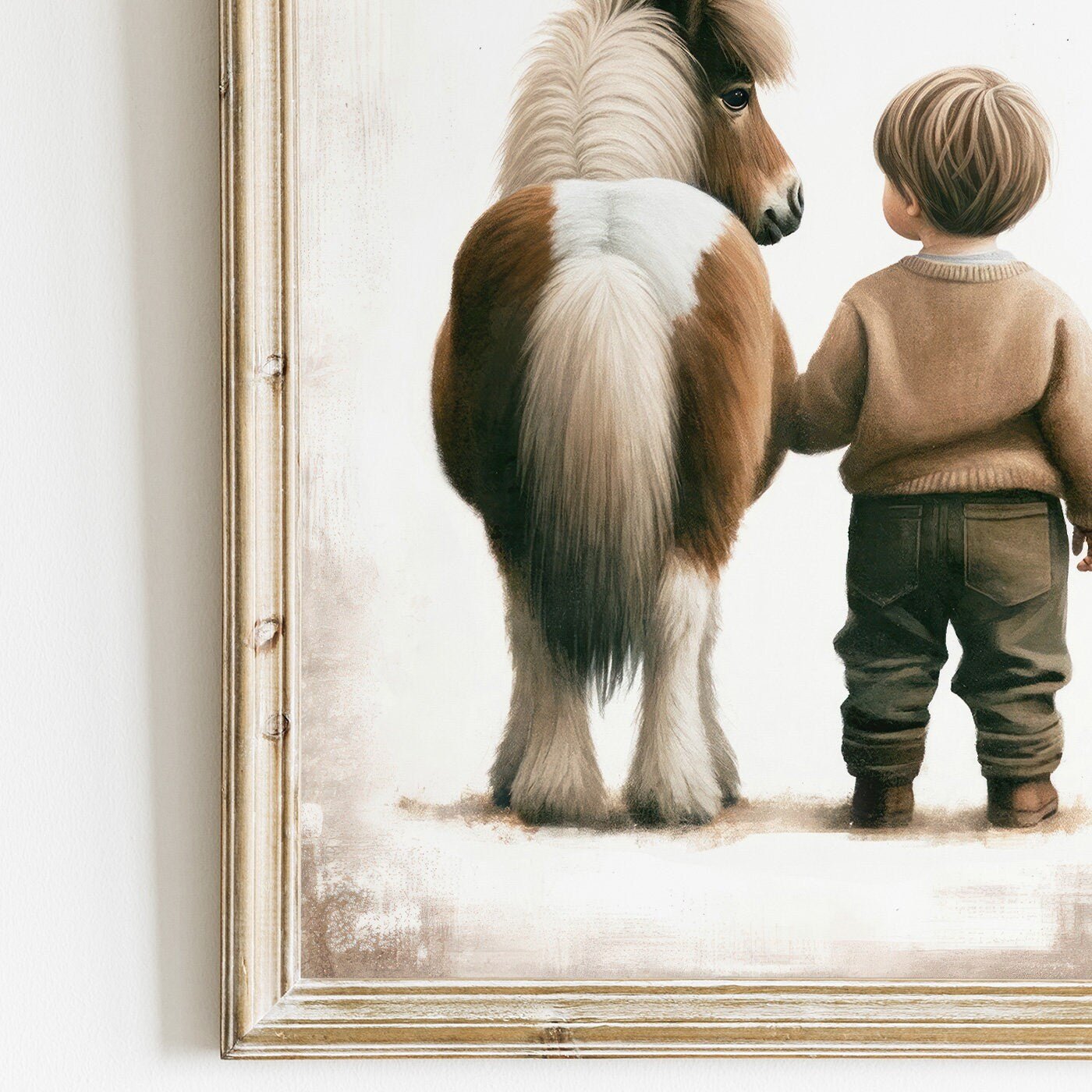 Boy & Pony Prints, Vintage Nursery Decor, Horse Wall Art - WildfieldPrints