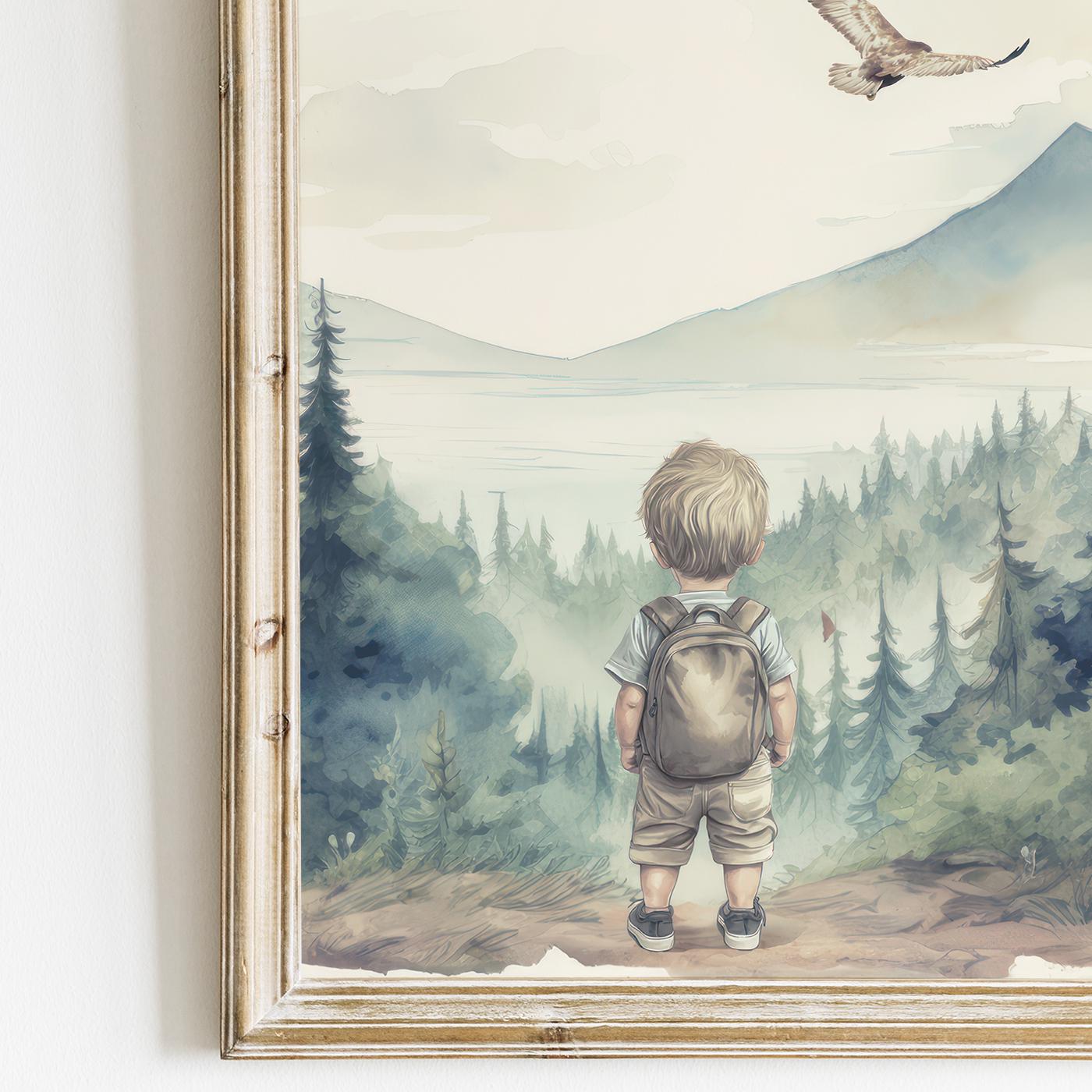 Boy Woodland Wall Decor, Woodland Animal Print, Bear & Fox, Forest Nursery Art Set of 3, Forest Animal, Printable Mountain Boy Room Decor - My Store